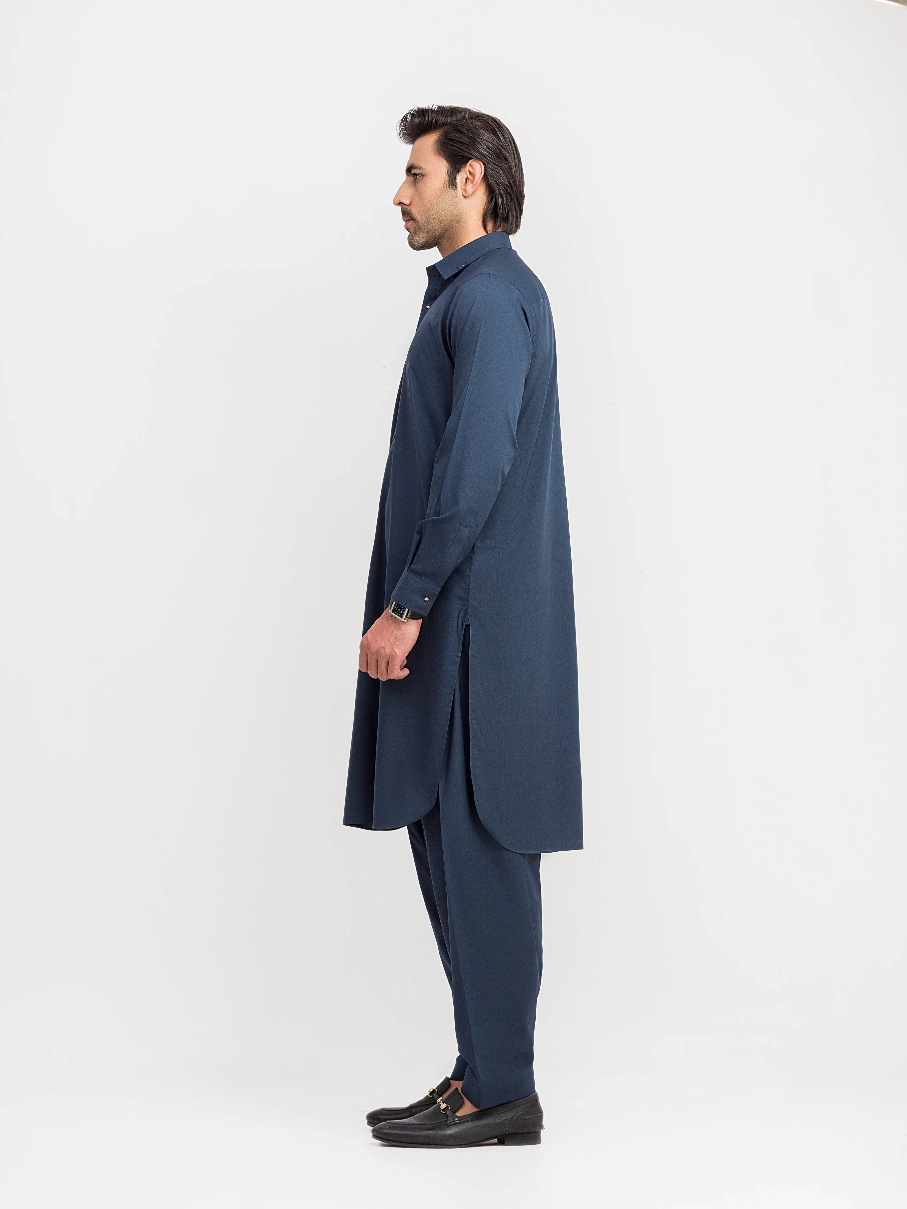 Men's Teal Blue Shalwar Kameez - EMTKS6-41236 - Image 4