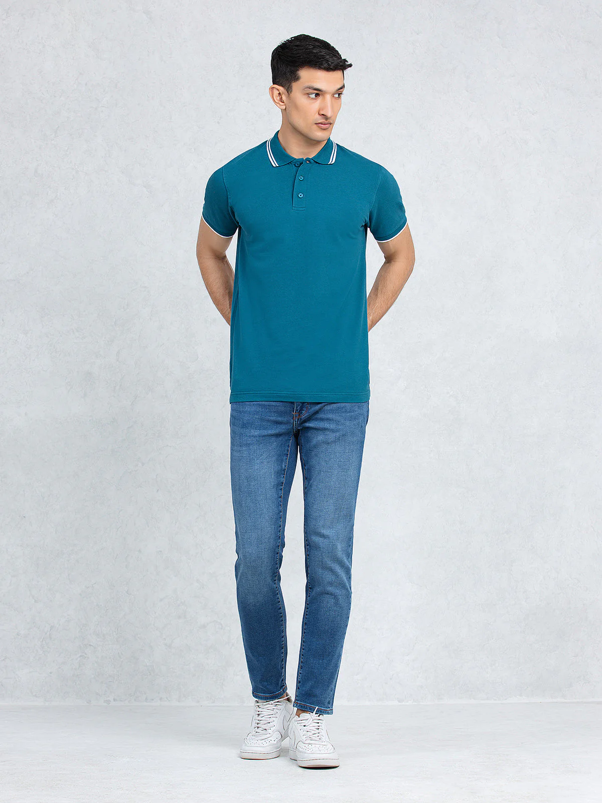 Men's Teal Blue Polo Shirt - EMTPS23-007 - Image 2