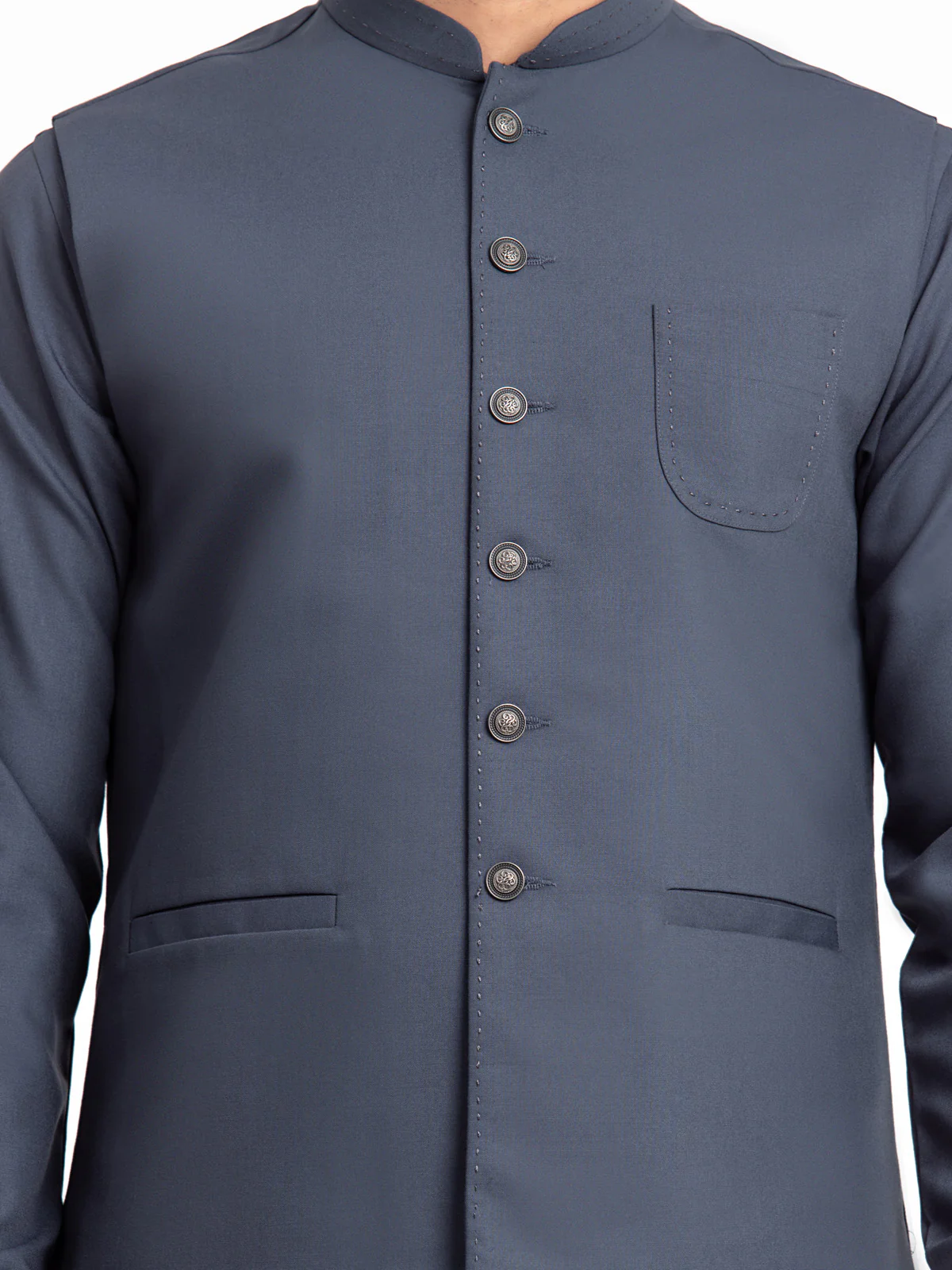 Men's Teal Blue Waist Coat Suit - EMTWCS24-004 - Image 3