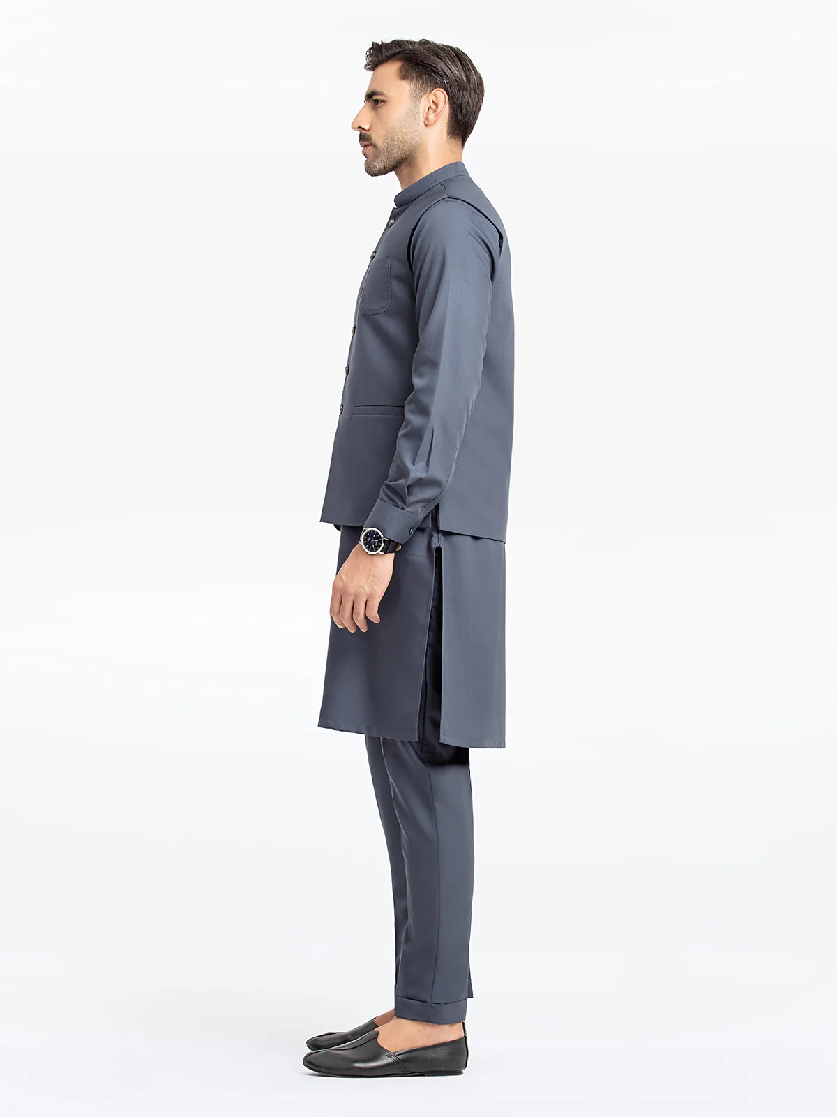 Men's Teal Blue Waist Coat Suit - EMTWCS24-004 - Image 4
