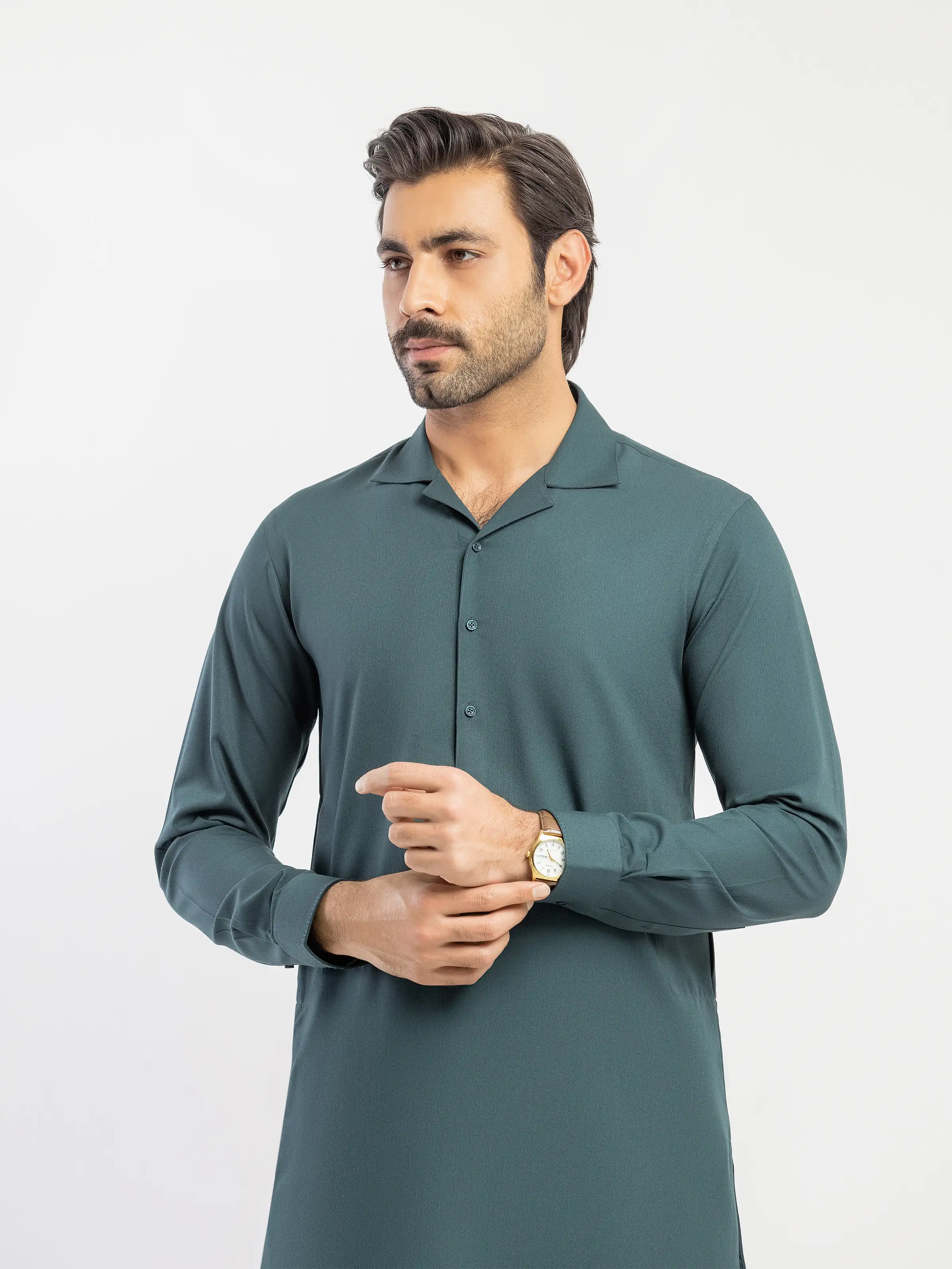 Men's Teal Green Kurta Pajama - EMTKPT5-095 - Image 2