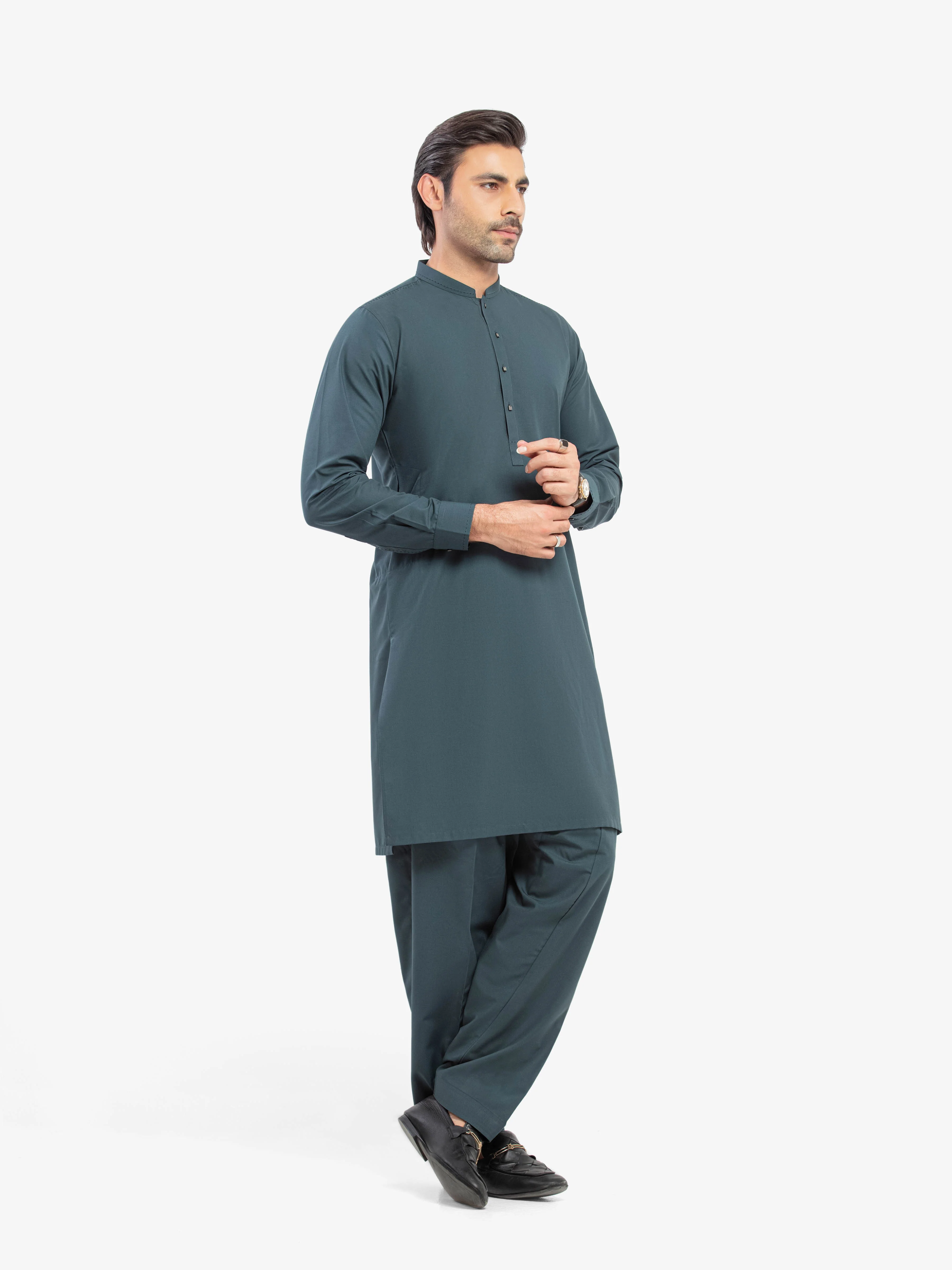 Men's Teal Green Shalwar Kameez - EMTKST5-99602 - Image 4