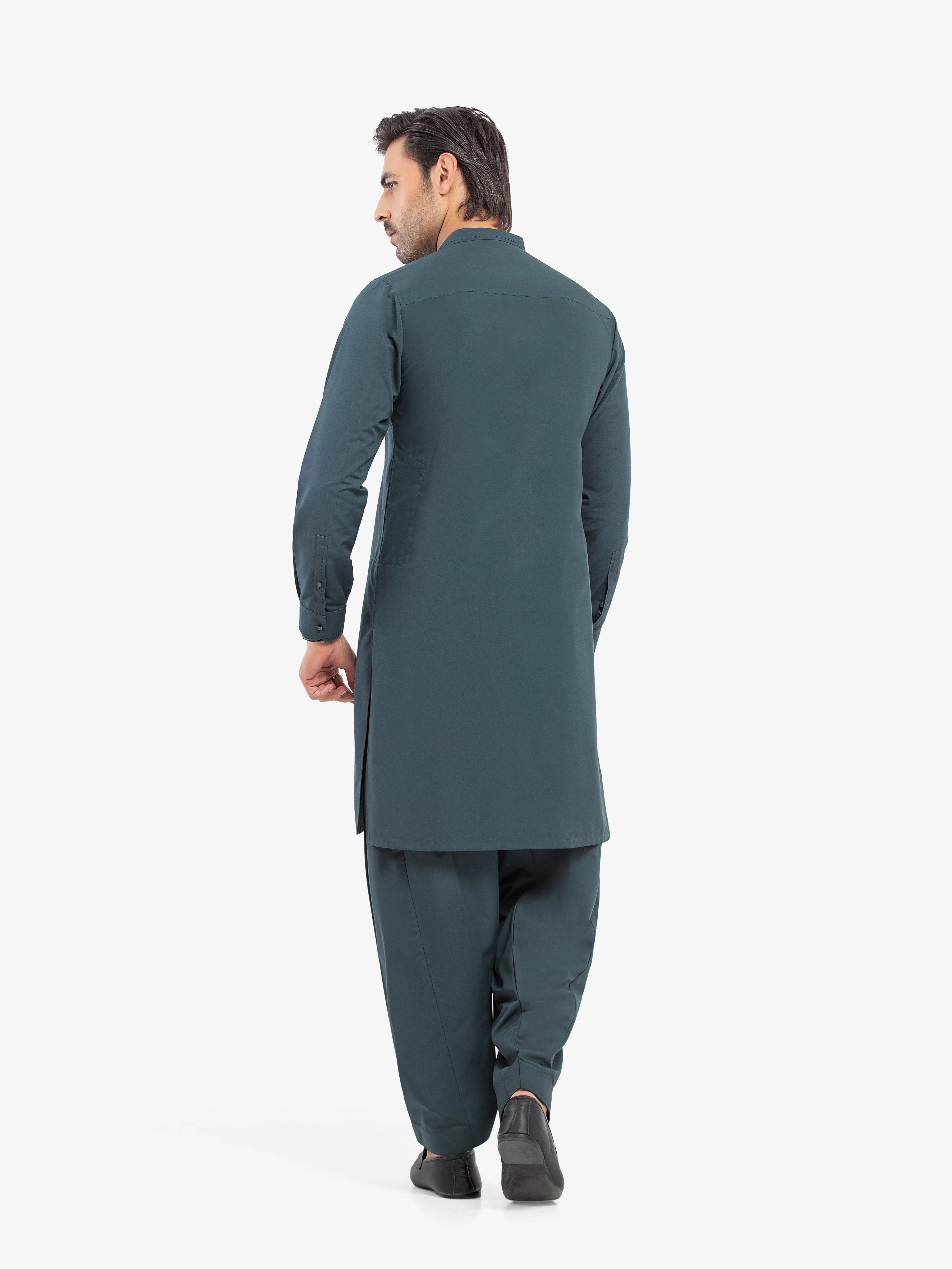 Men's Teal Green Shalwar Kameez - EMTKST5-99602 - Image 5