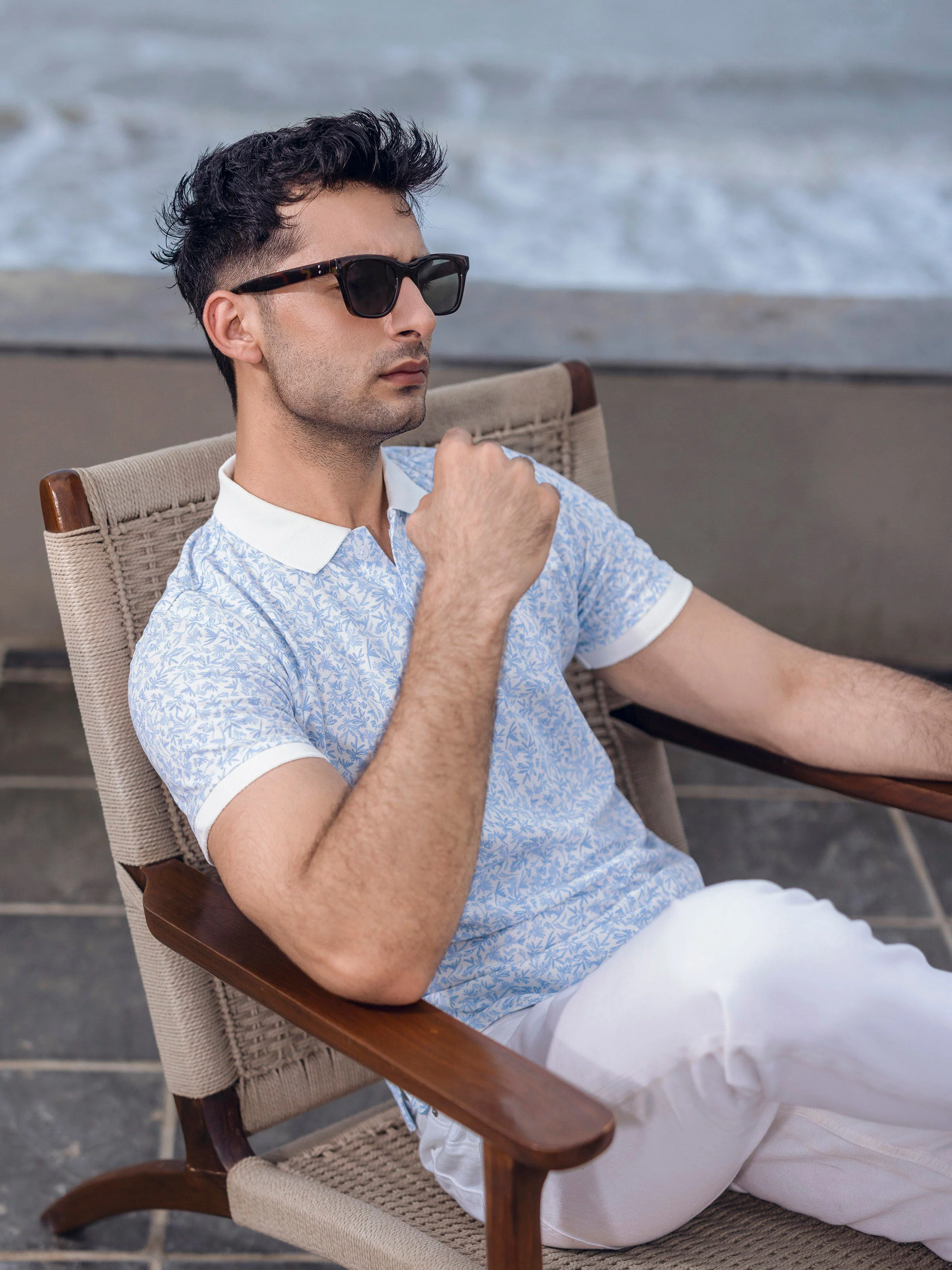 Men's White & Blue Polo Shirt - EMTPS5-003 - Image 2