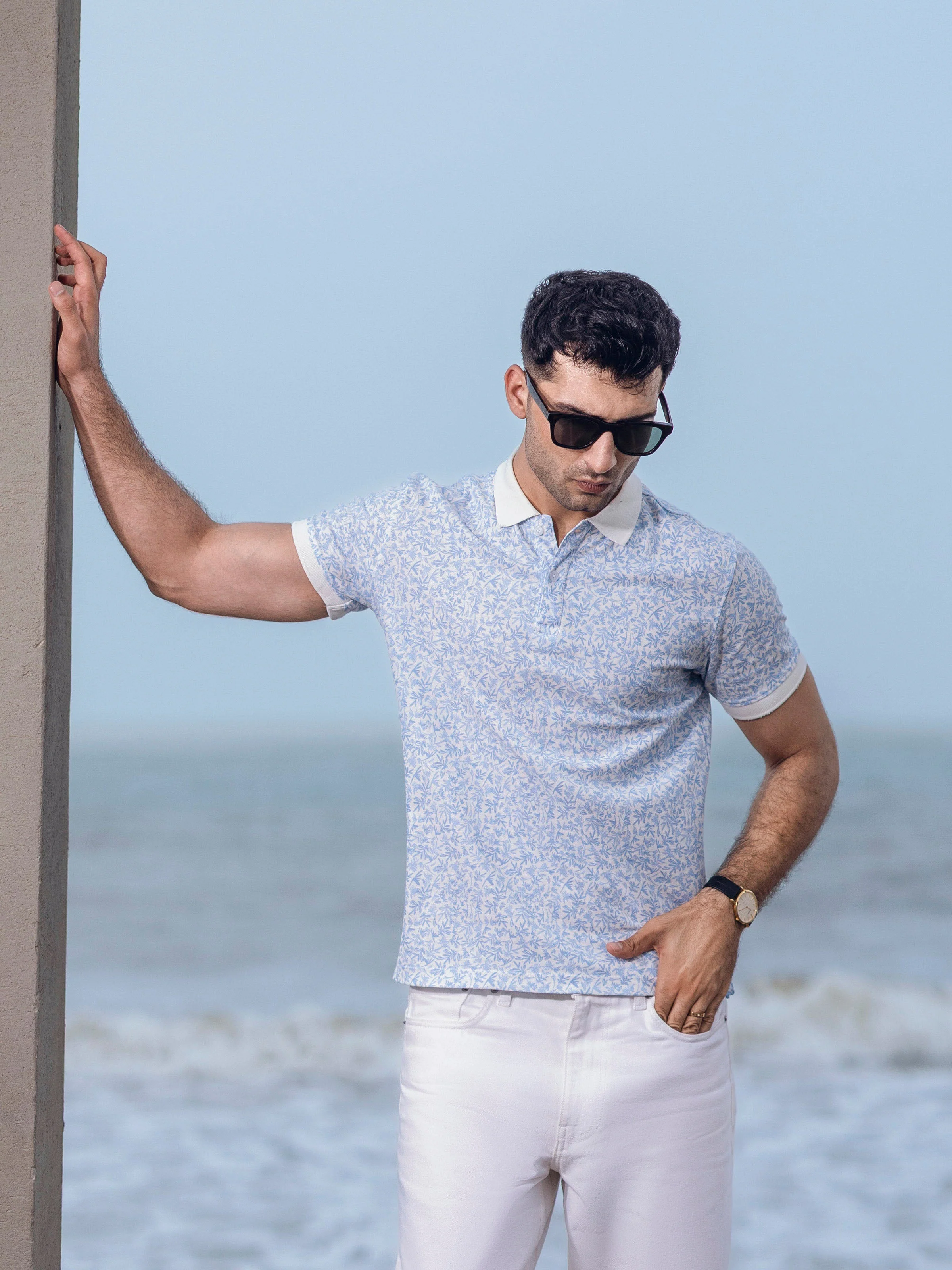 Men's White & Blue Polo Shirt - EMTPS5-003 - Image 4