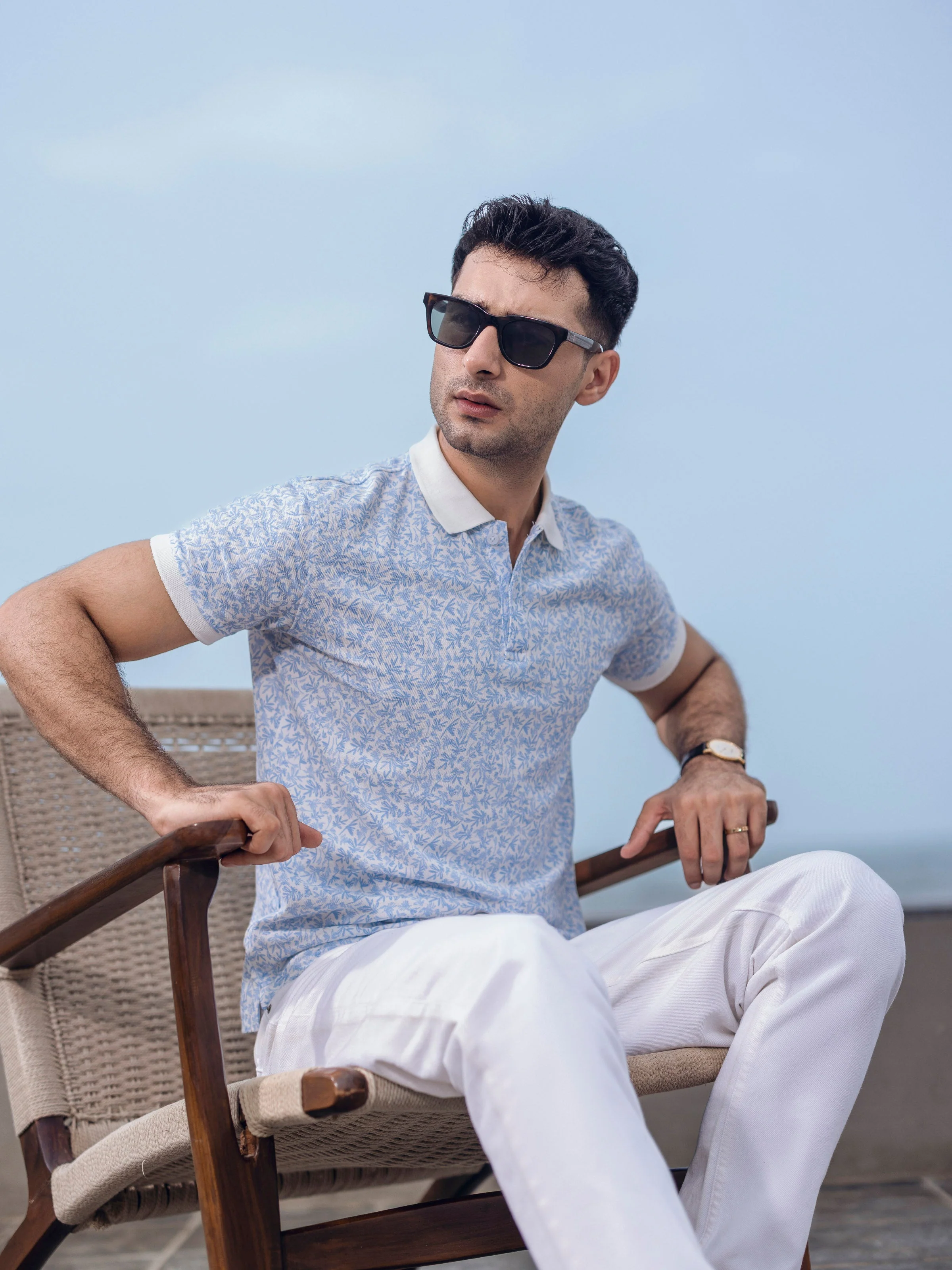 Men's White & Blue Polo Shirt - EMTPS5-003 - Image 5