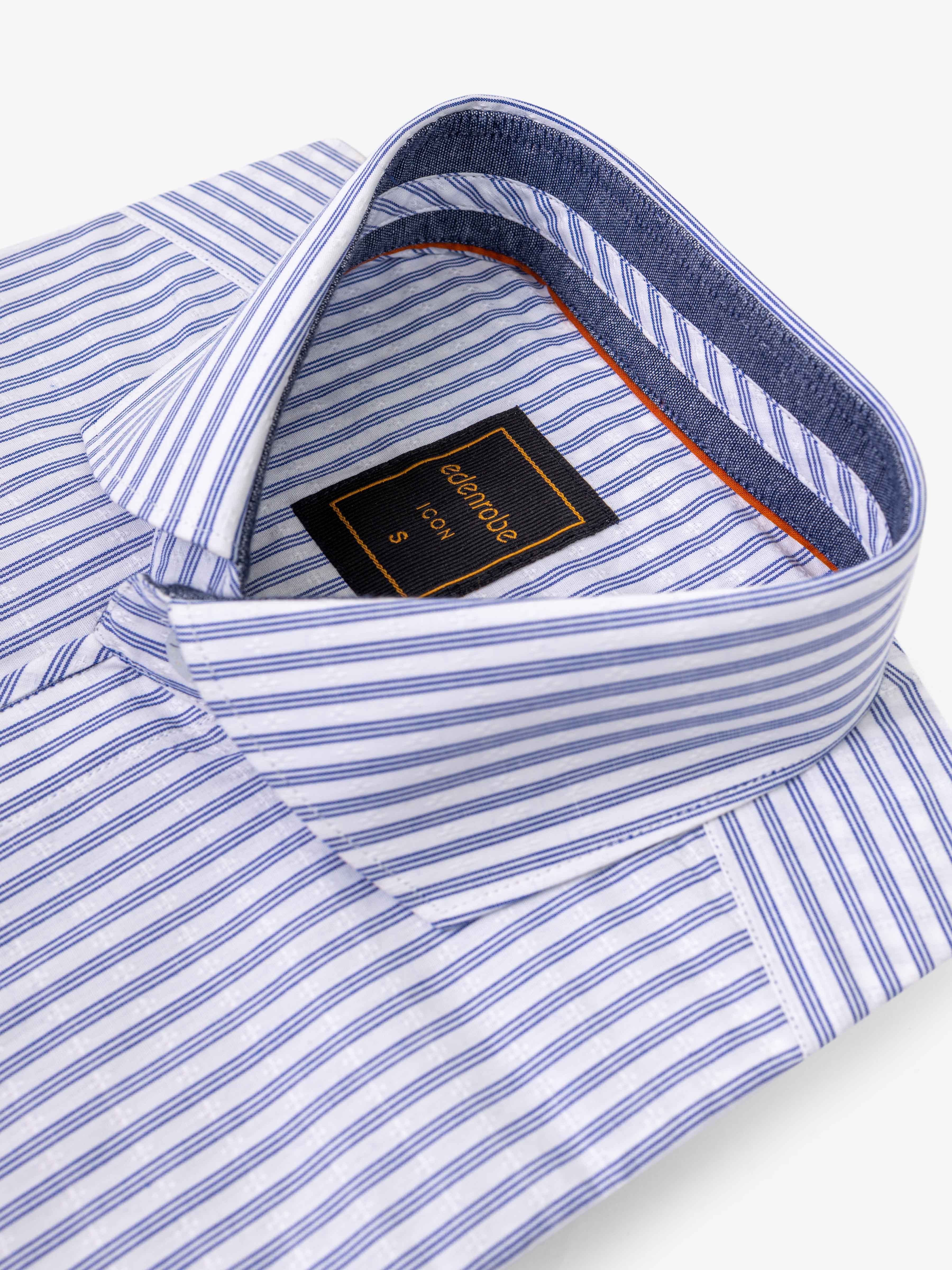 Men's White & Blue Shirt - EMTSI5-50834 - Image 4
