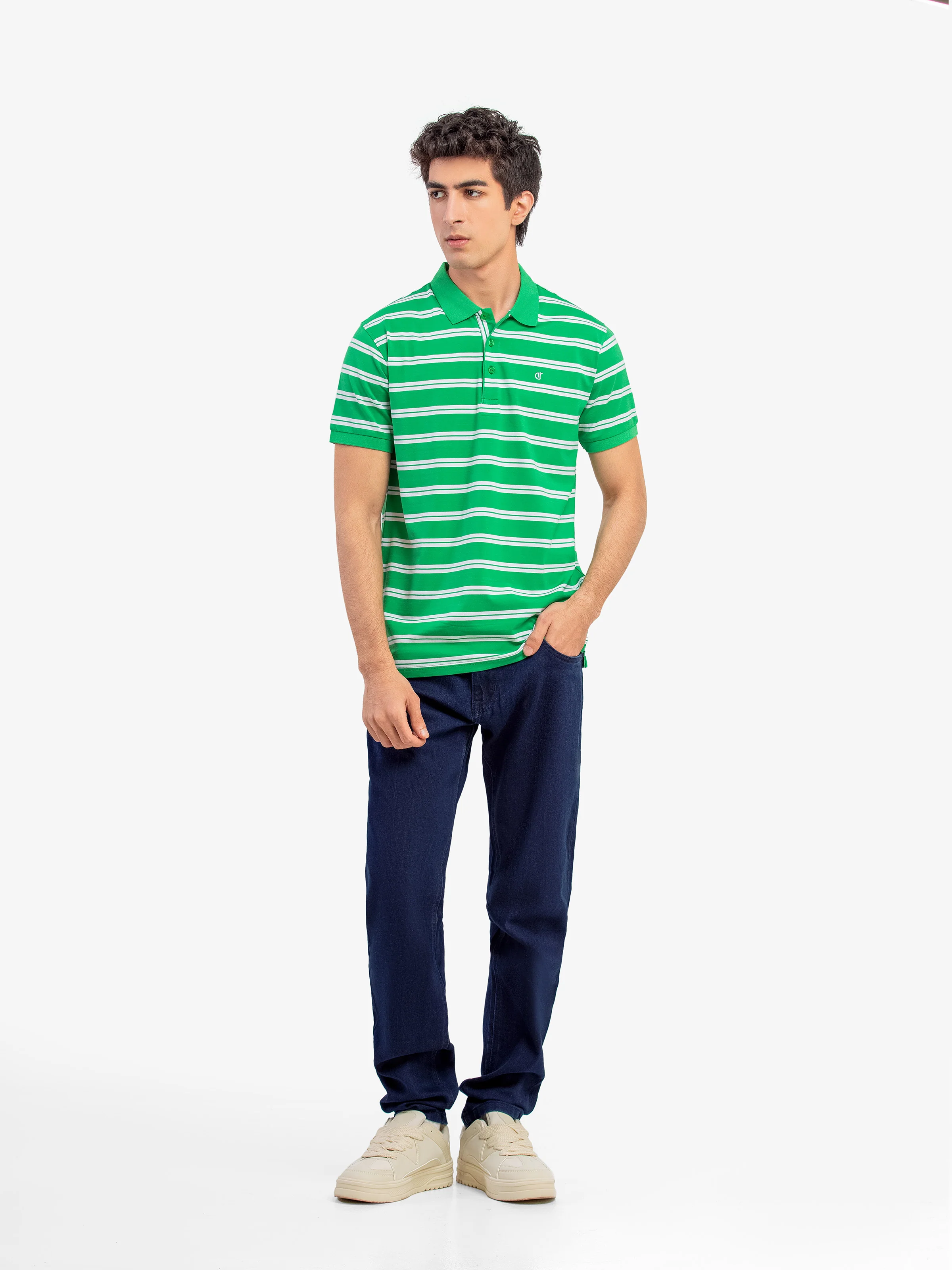 Men's White & Green Polo Shirt - EMTPS5-108 - Image 2