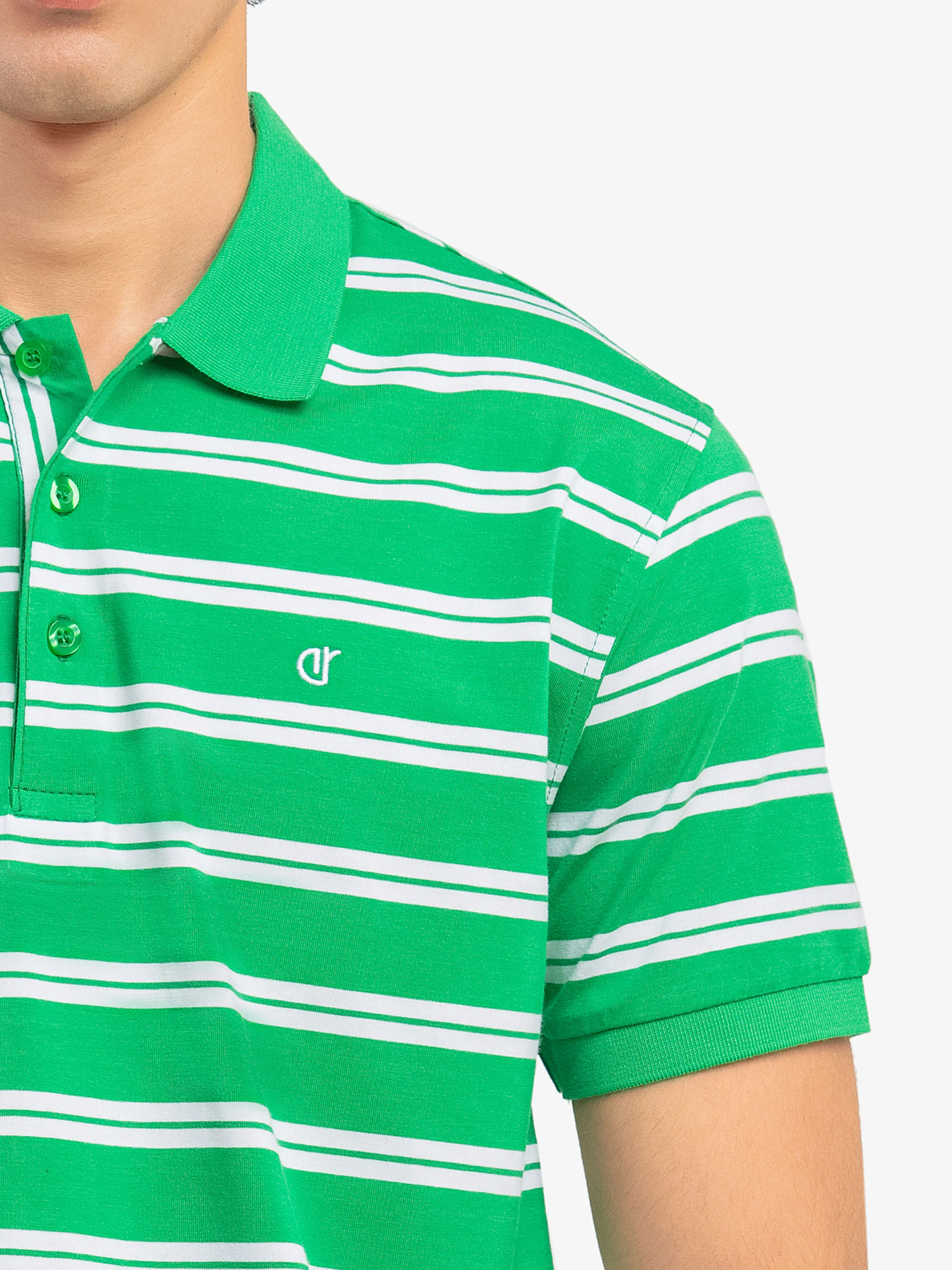 Men's White & Green Polo Shirt - EMTPS5-108 - Image 3
