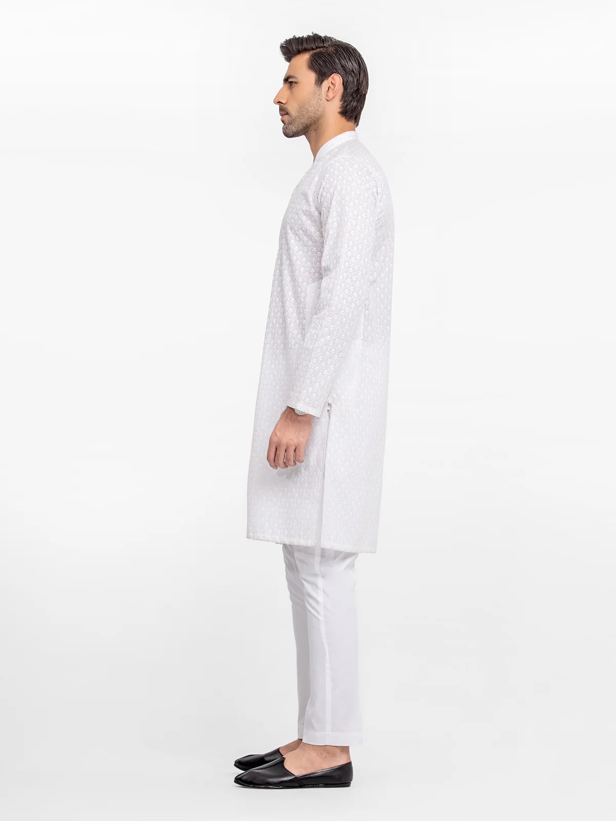 Men's White Kurta - EMTK24-99426 - Image 3