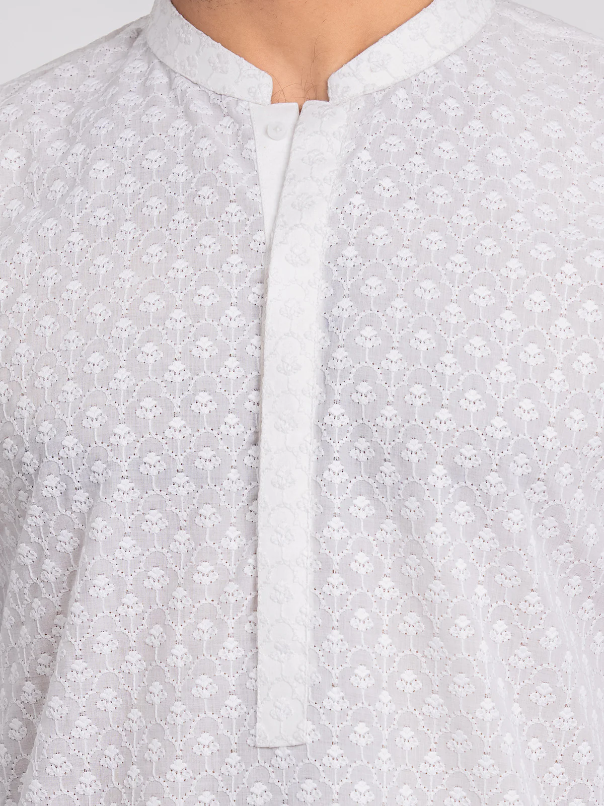 Men's White Kurta - EMTK24-99426 - Image 4