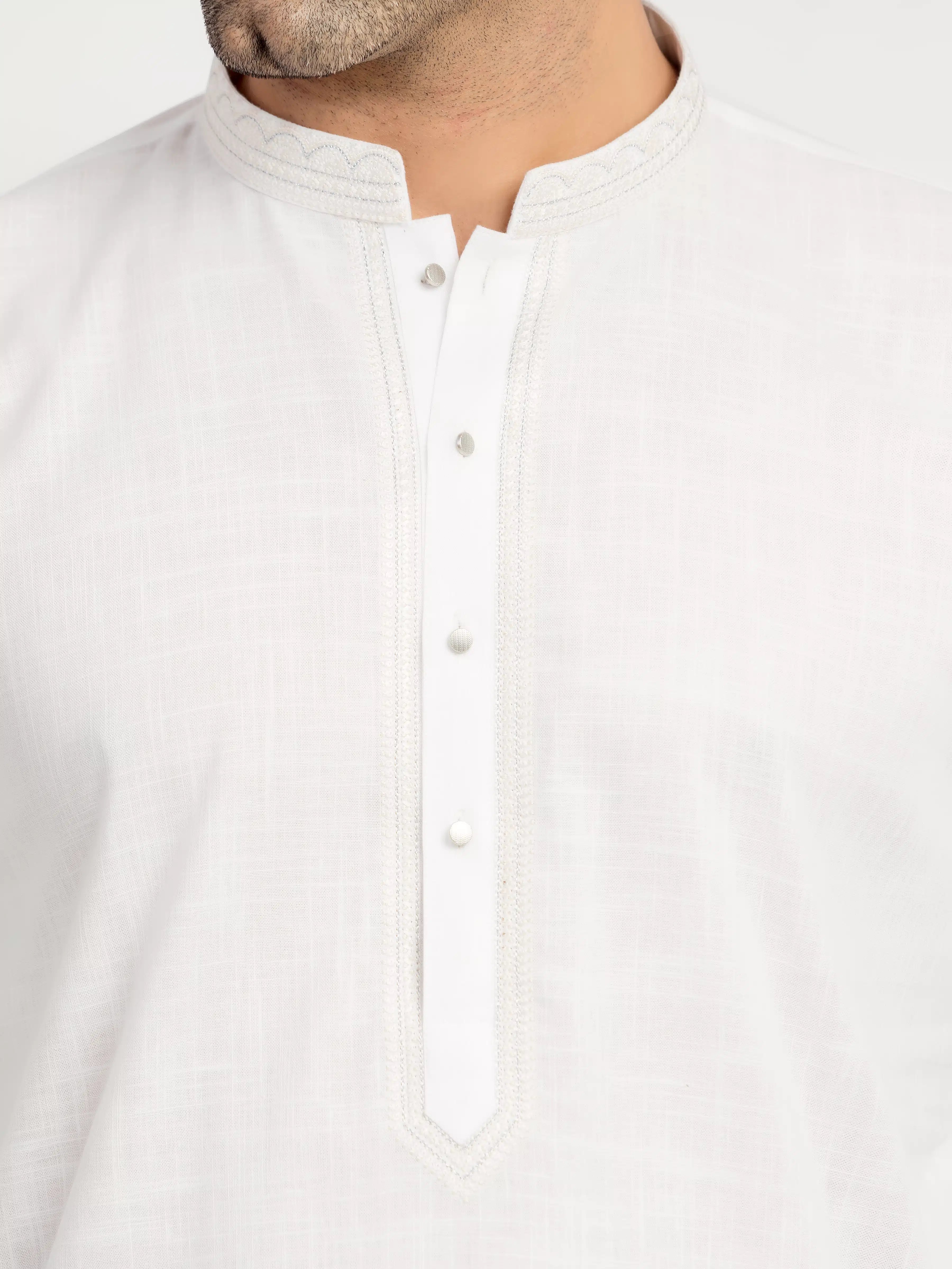 Men's White Kurta Pajama - EMTKPT6-103 - Image 3