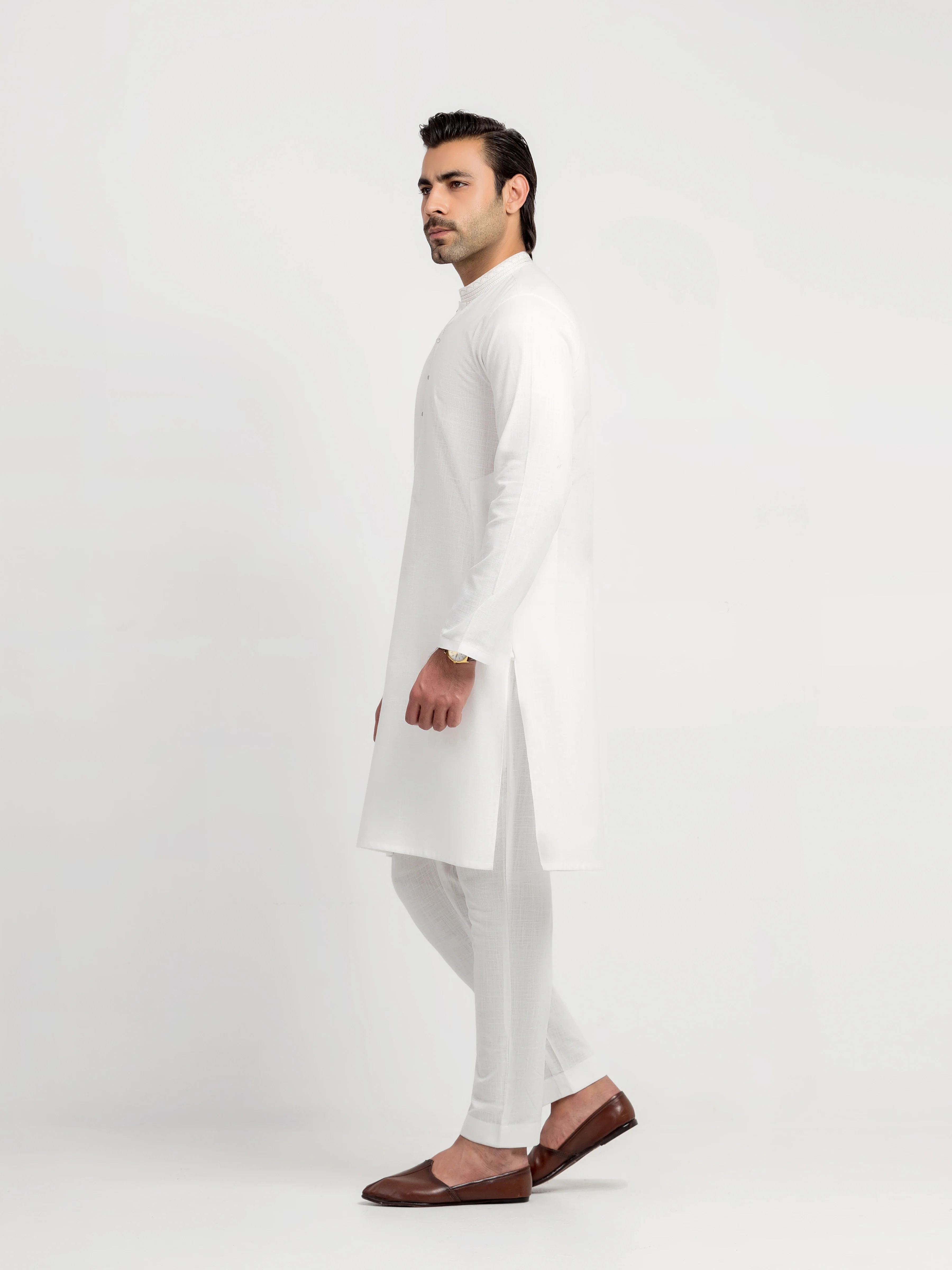 Men's White Kurta Pajama - EMTKPT6-103 - Image 4