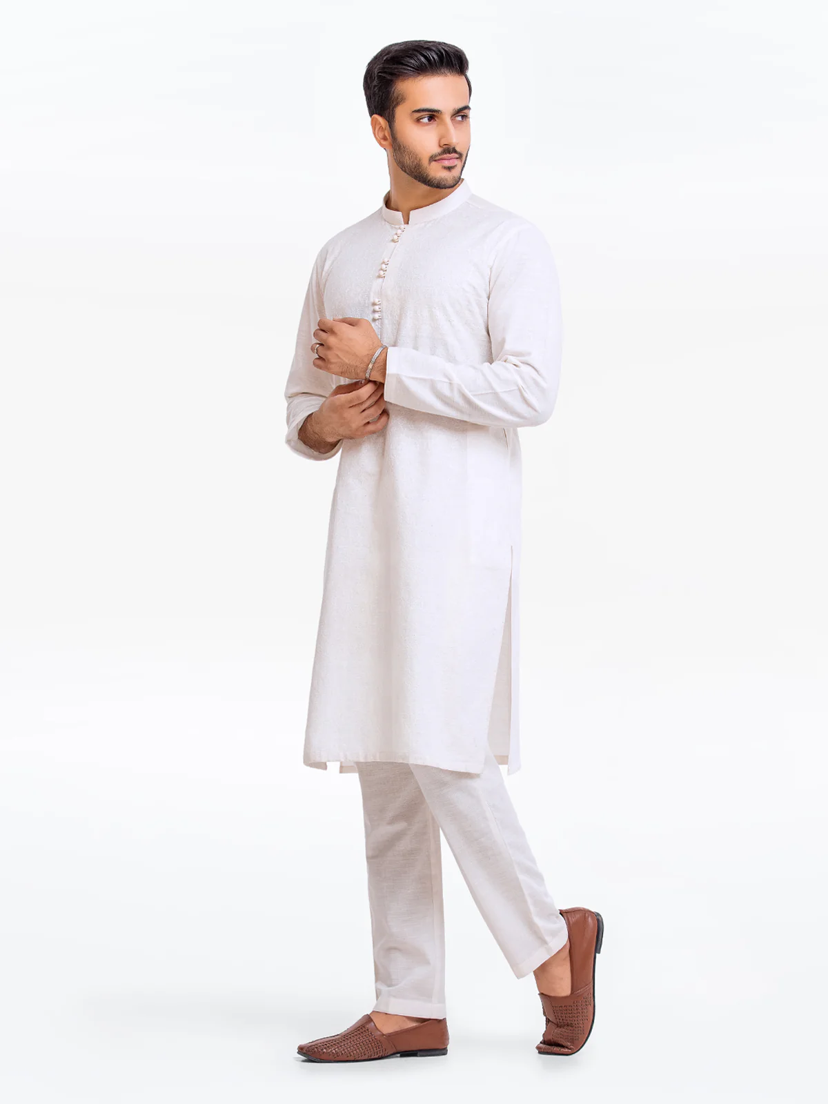 Men's White Kurta Pajama - EMTSC23-091 - Image 3