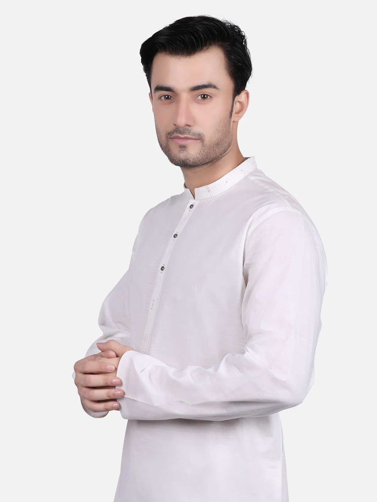 Men's White Shalwar Kameez - EMTKS18S-40673 - Image 4