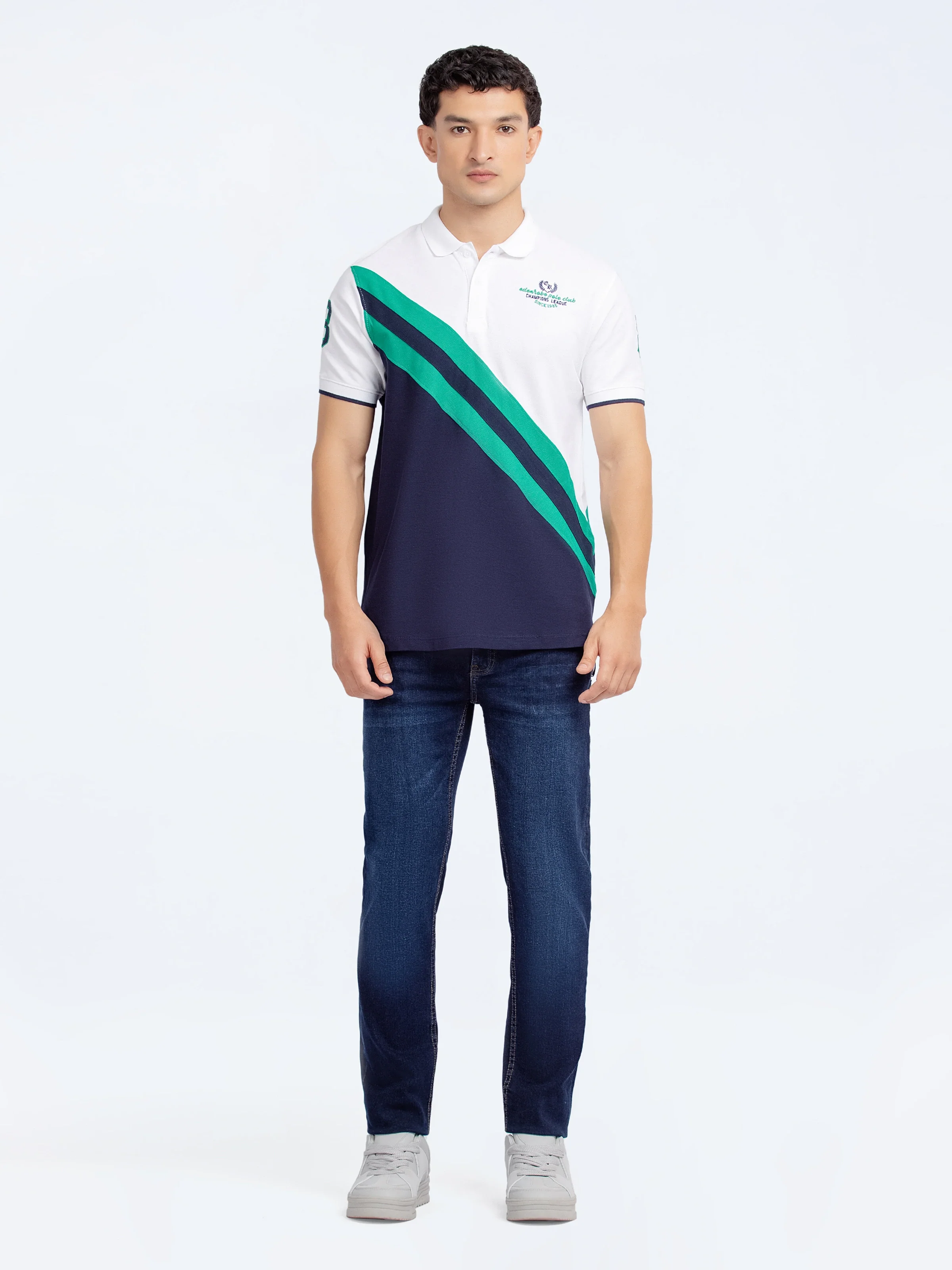 Men's White & Navy Polo Shirt - EMTPS24-046 - Image 2