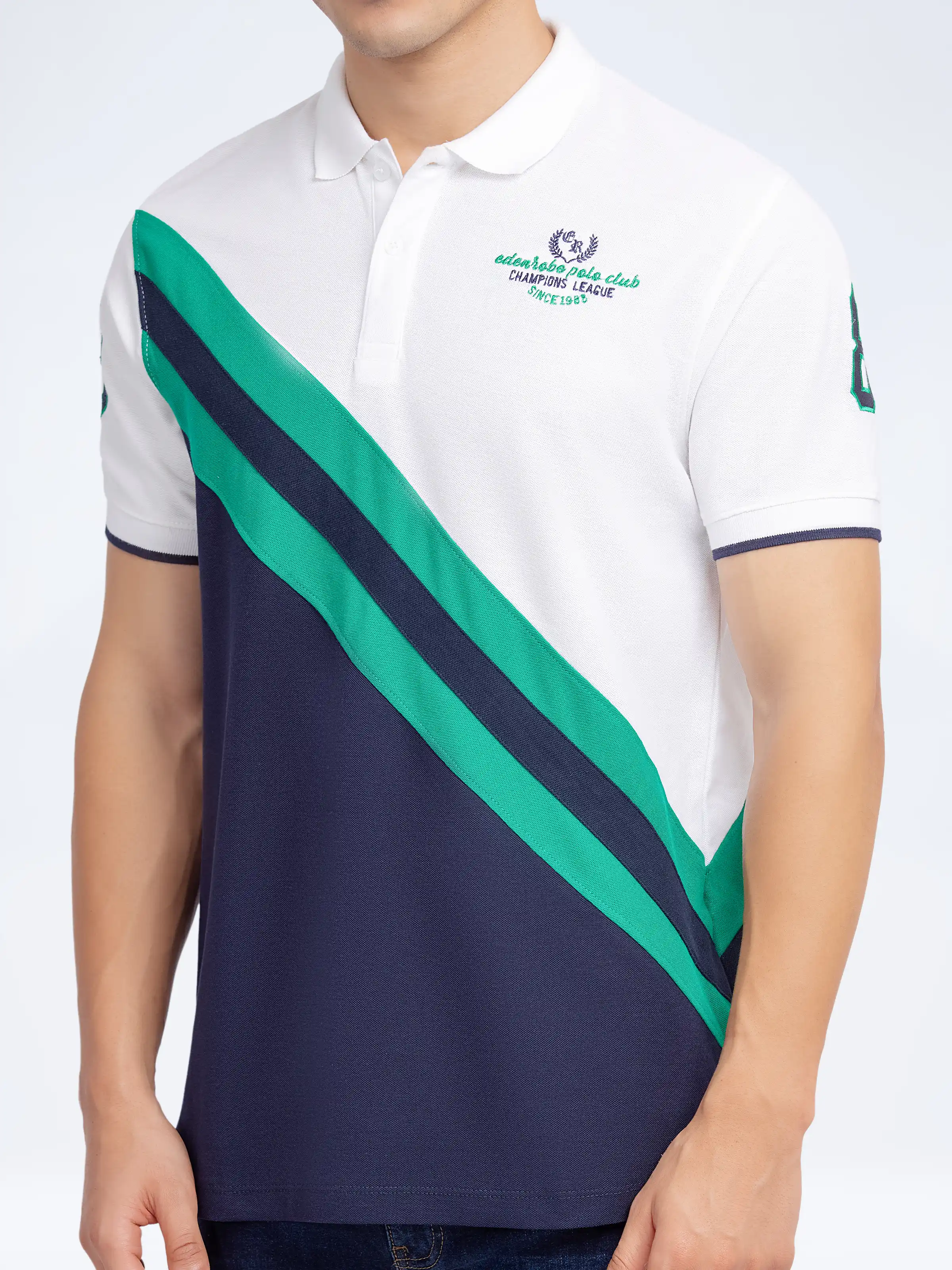 Men's White & Navy Polo Shirt - EMTPS24-046 - Image 4