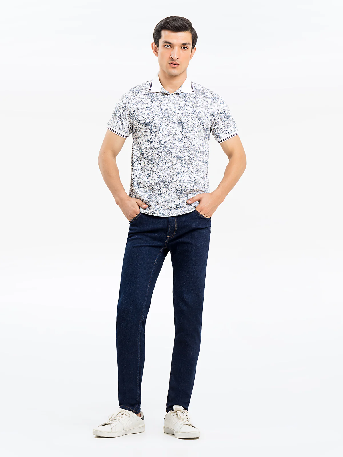 Men's White Polo Shirt - EMTPS23-027 - Image 2
