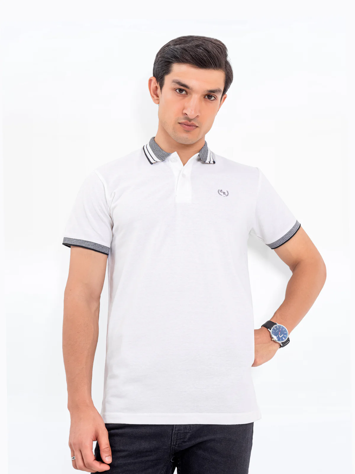 Men's White Polo Shirt - EMTPS24-055 - Image 2