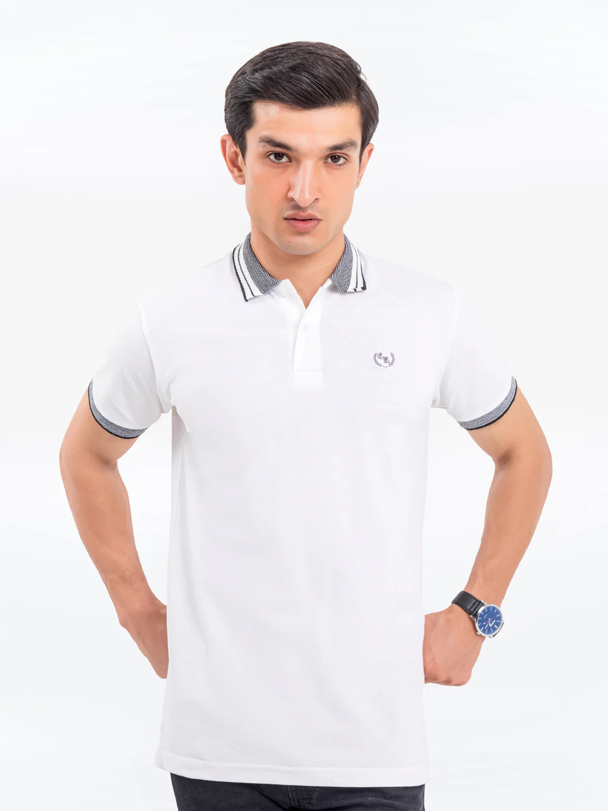 Men's White Polo Shirt - EMTPS24-055 - Image 3