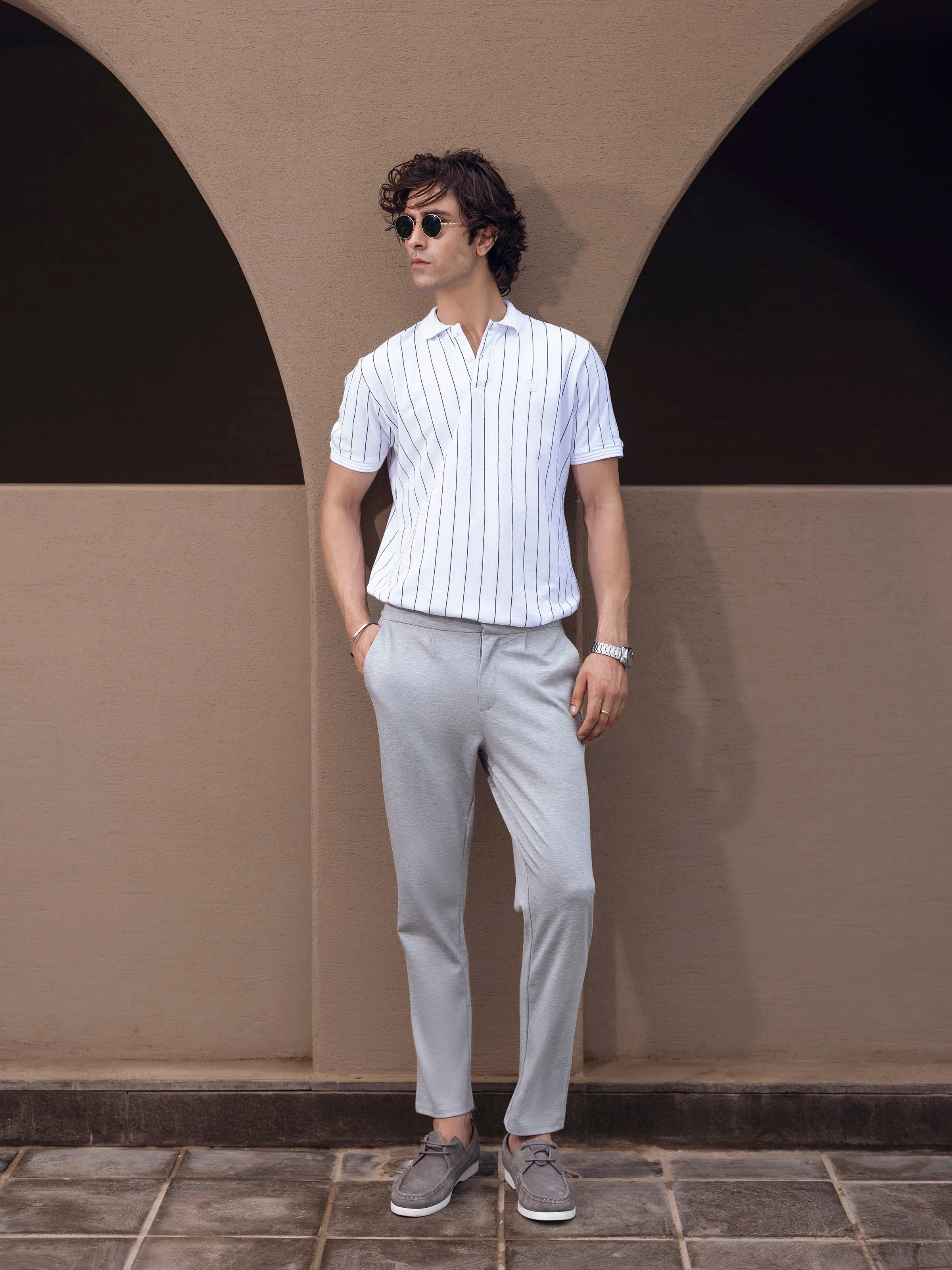Men's White Polo Shirt - EMTPS5-010 - Image 2