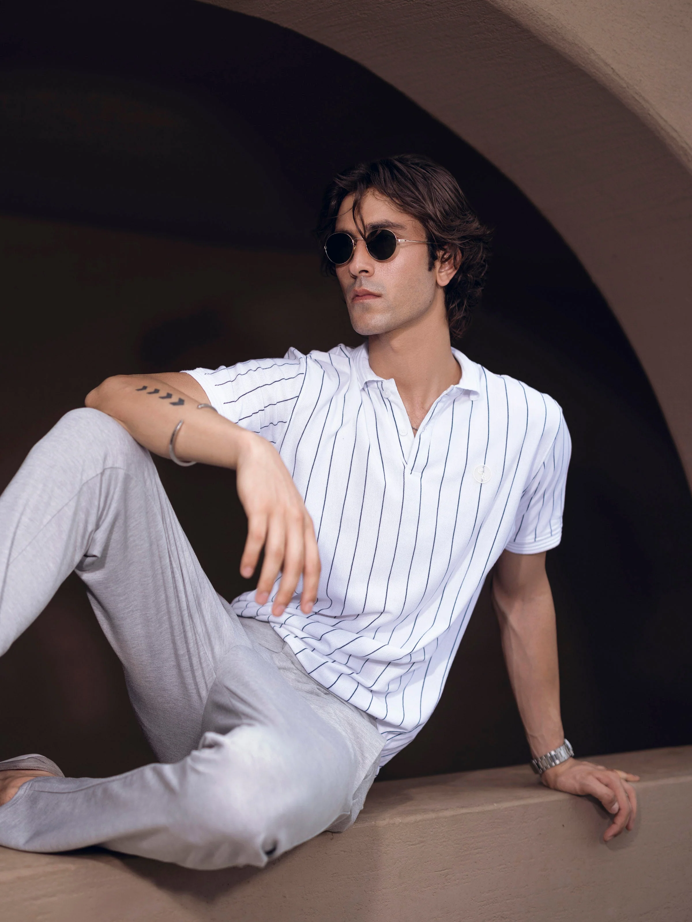 Men's White Polo Shirt - EMTPS5-010 - Image 3