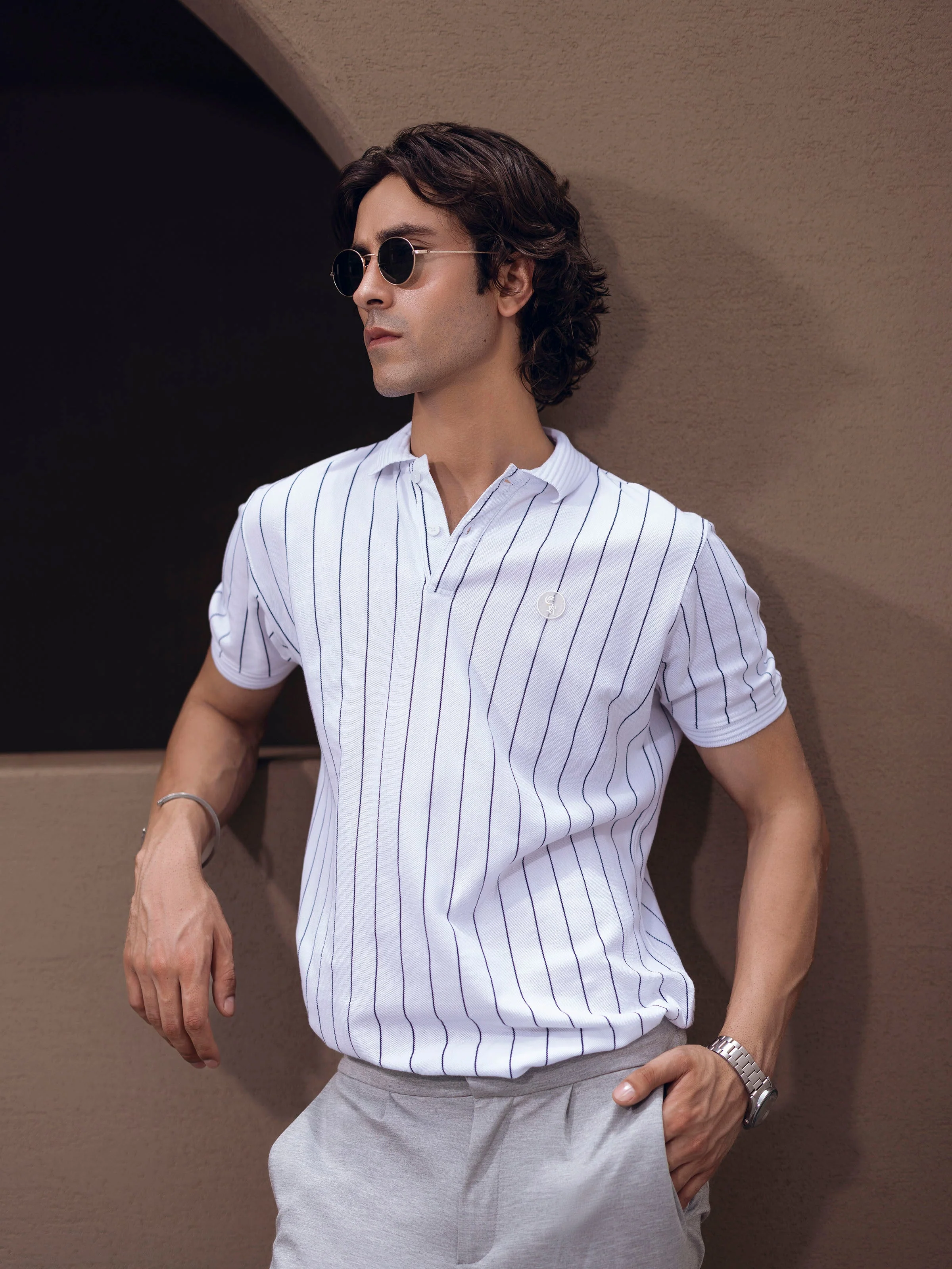 Men's White Polo Shirt - EMTPS5-010 - Image 4