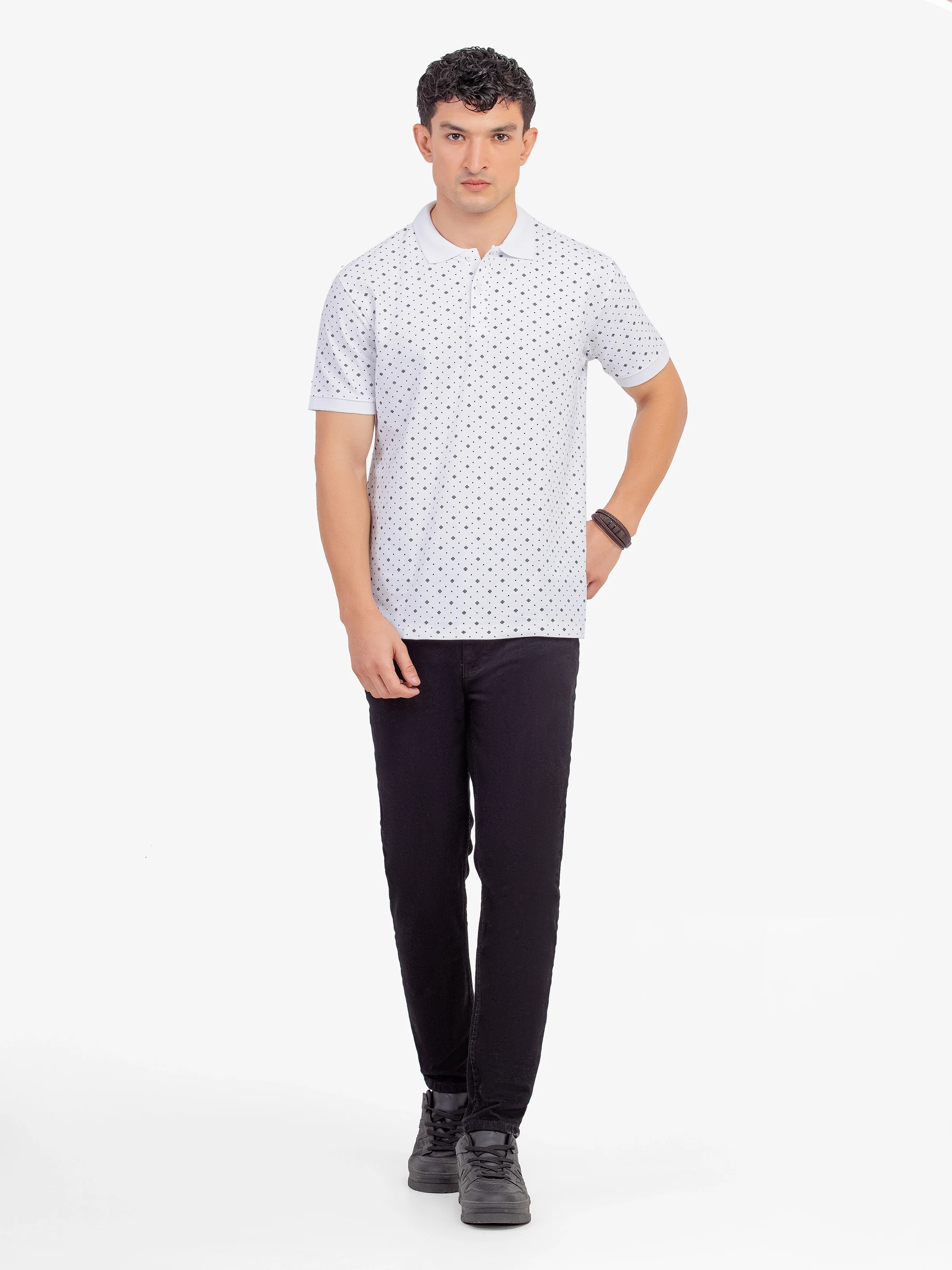Men's White Polo Shirt - EMTPS5-018 - Image 2