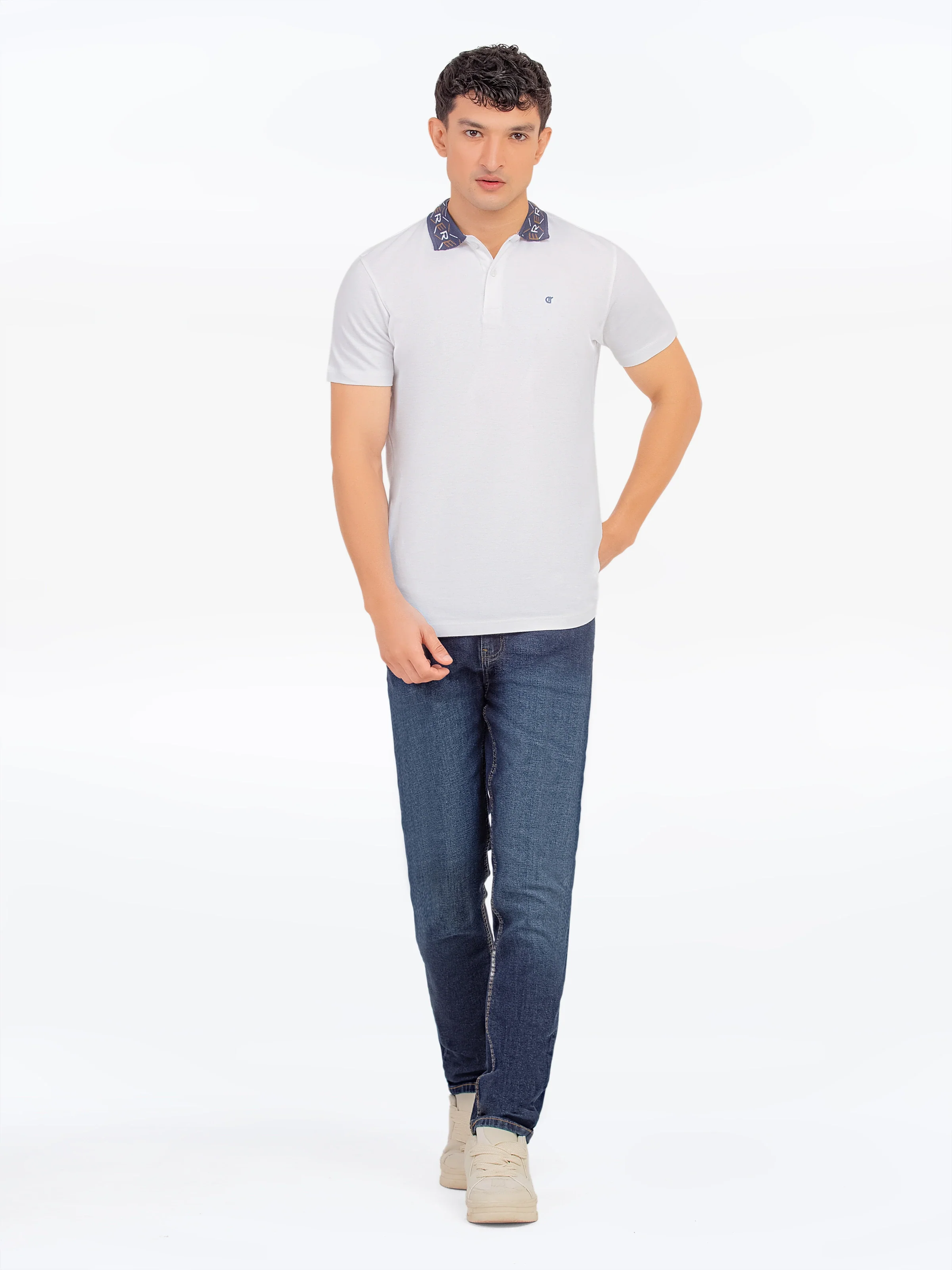 Men's White Polo Shirt - EMTPS5-075 - Image 2