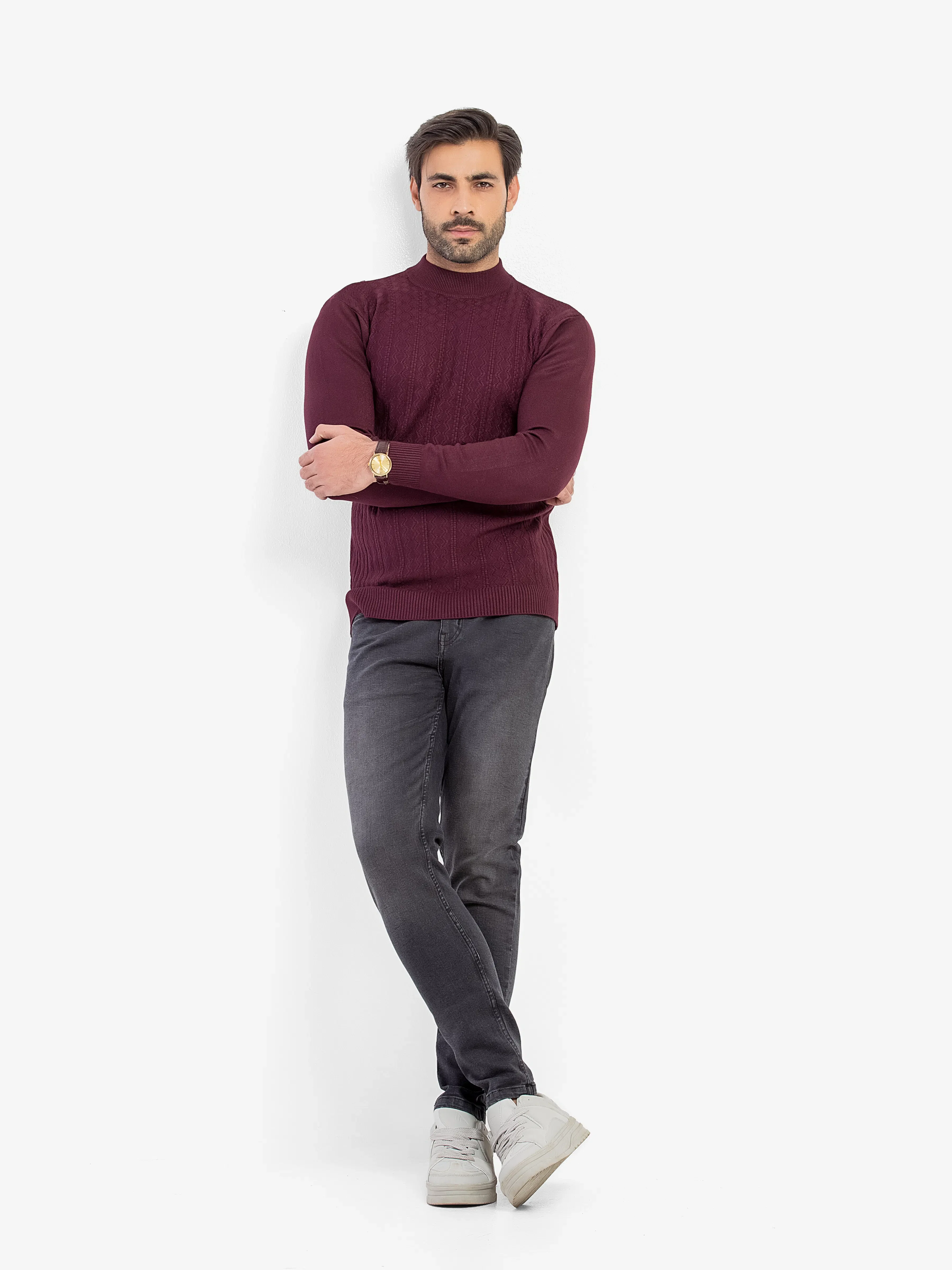 Men's Wine Sweater - EMTSWT5-007 - Image 3