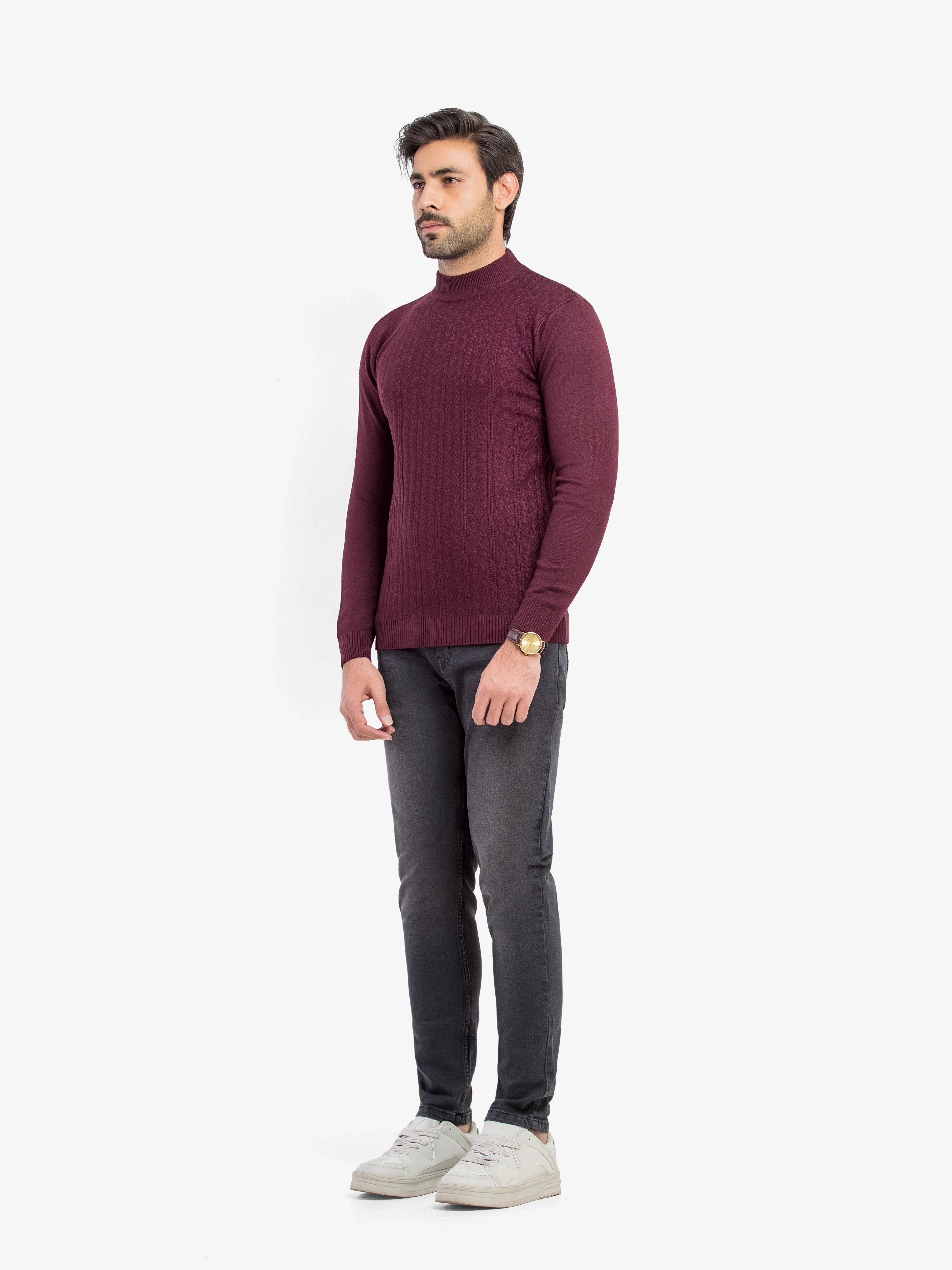 Men's Wine Sweater - EMTSWT5-007 - Image 5