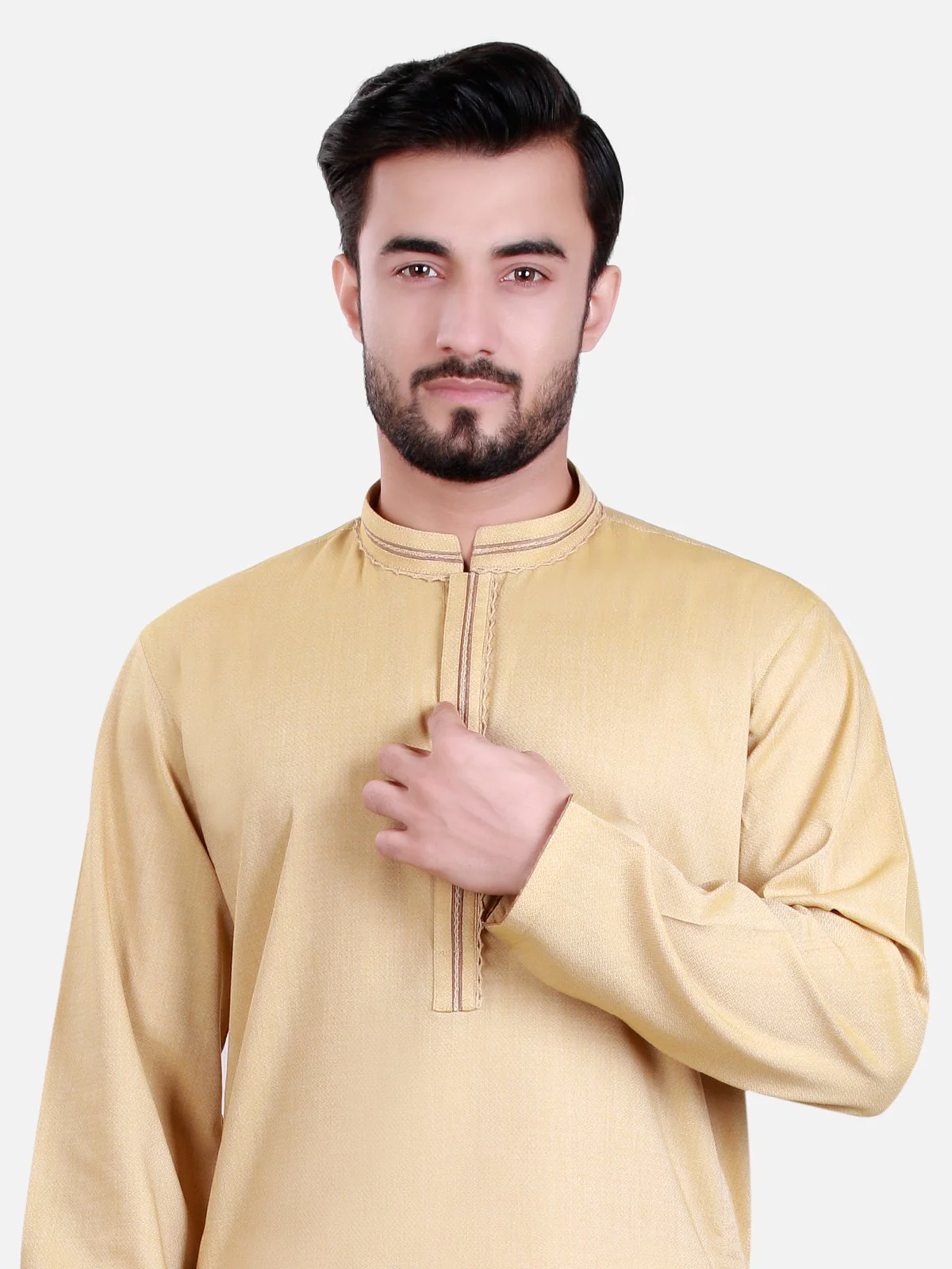 Men's Golden Kurta - MTK-C16S-9328 - Image 2