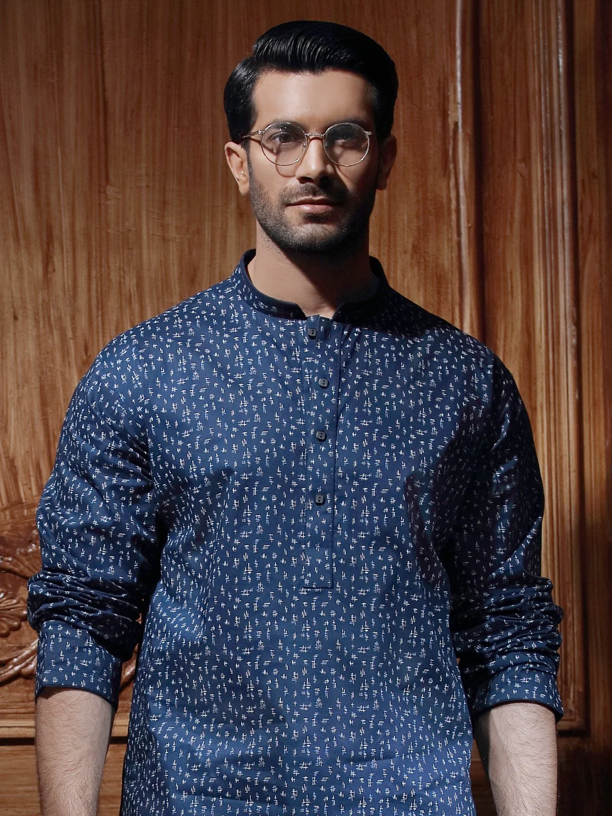 Men's Navy Blue Kurta - MTK-C16S-9346 - Image 2