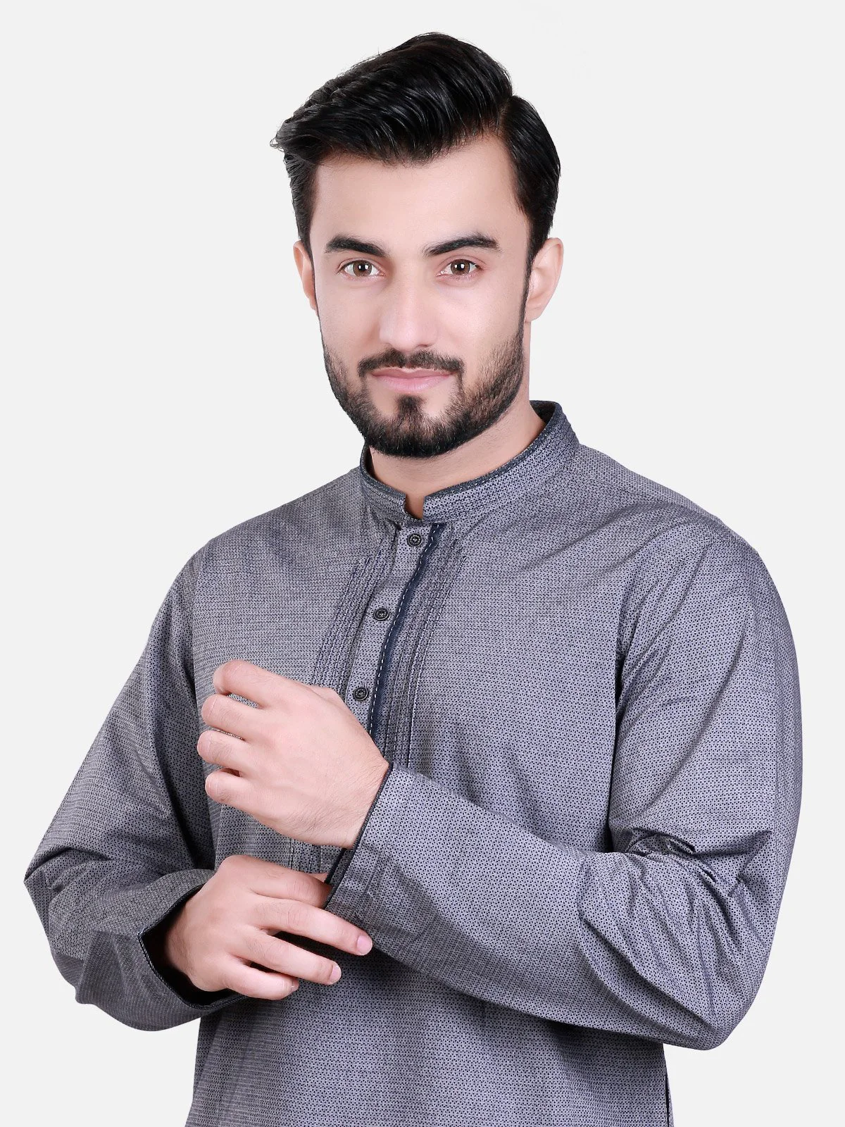 Men's Dark Grey Kurta - MTK-C17S-9312 - Image 2