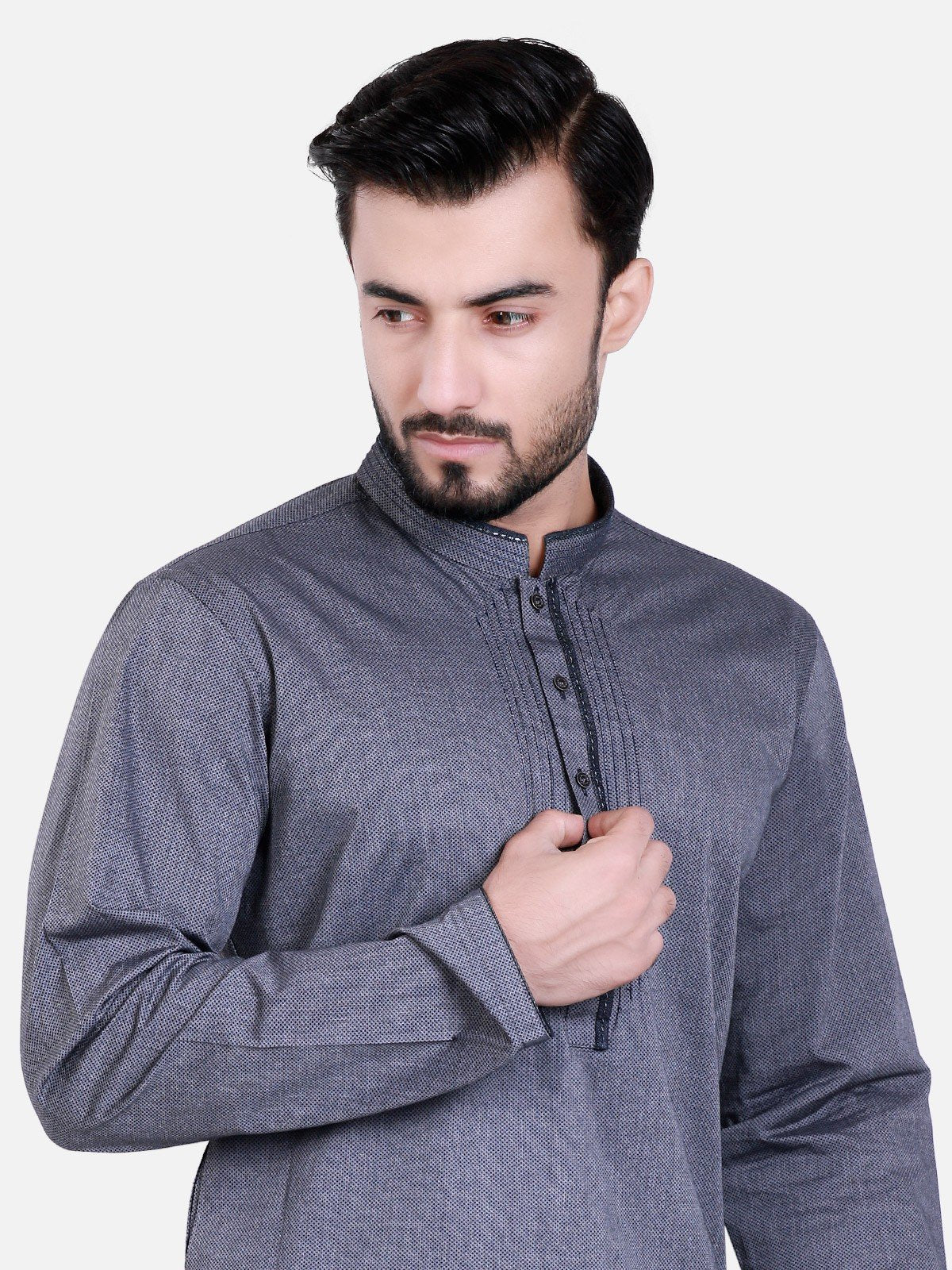 Men's Dark Grey Kurta - MTK-C17S-9312 - Image 4