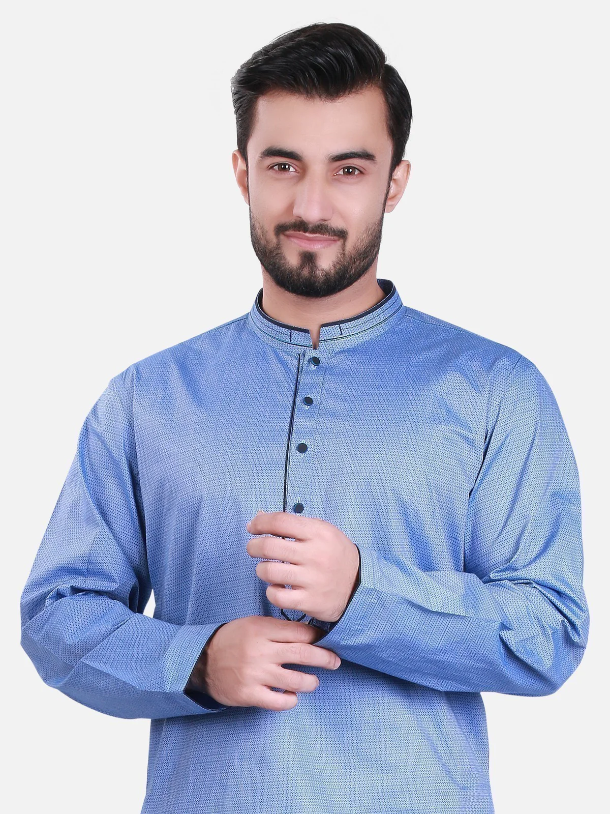 Men's Blue Kurta - MTK-C17S-9314 - Image 4