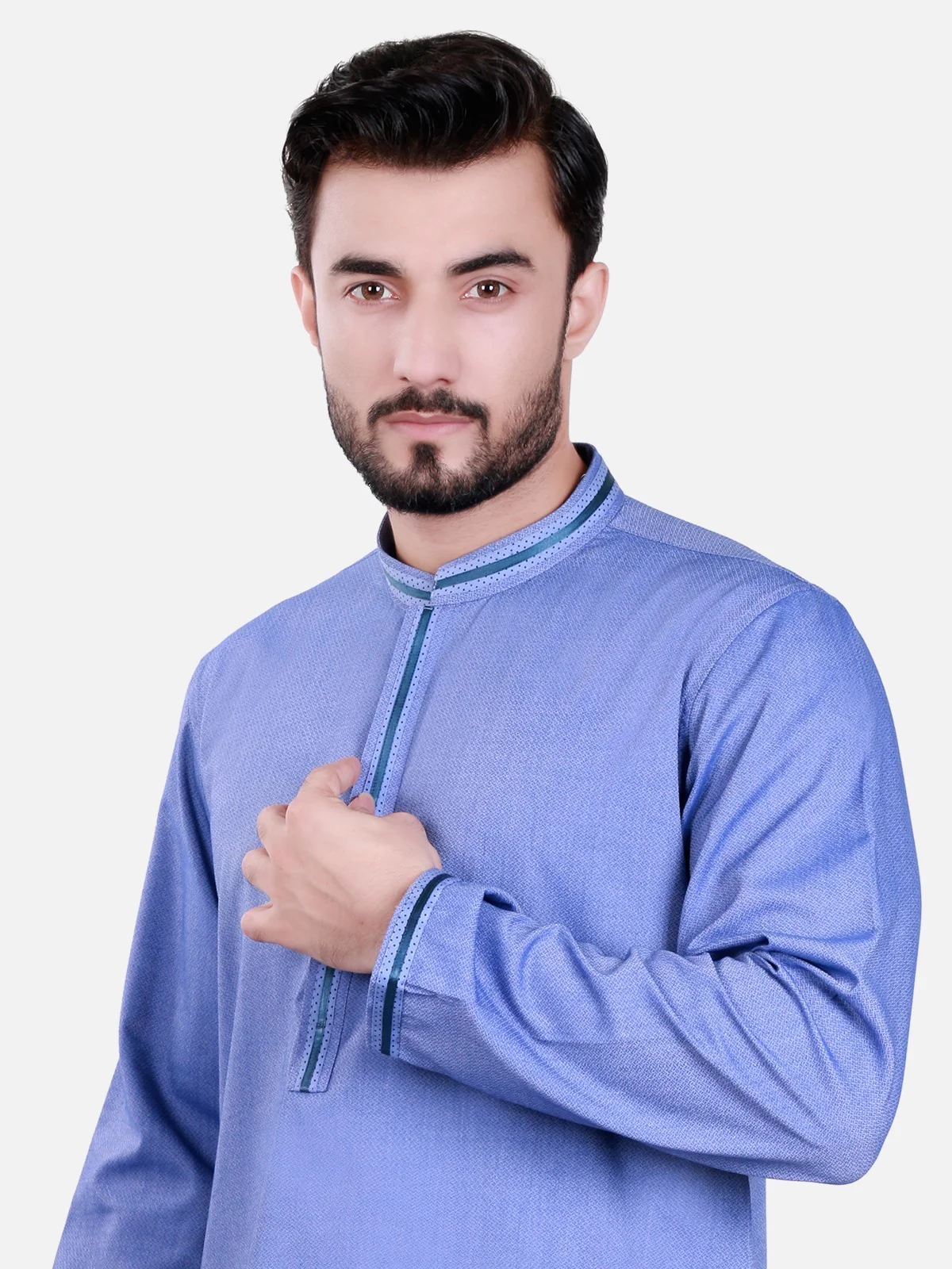Men's Blue Kurta - MTK-C17S-9323 - Image 2