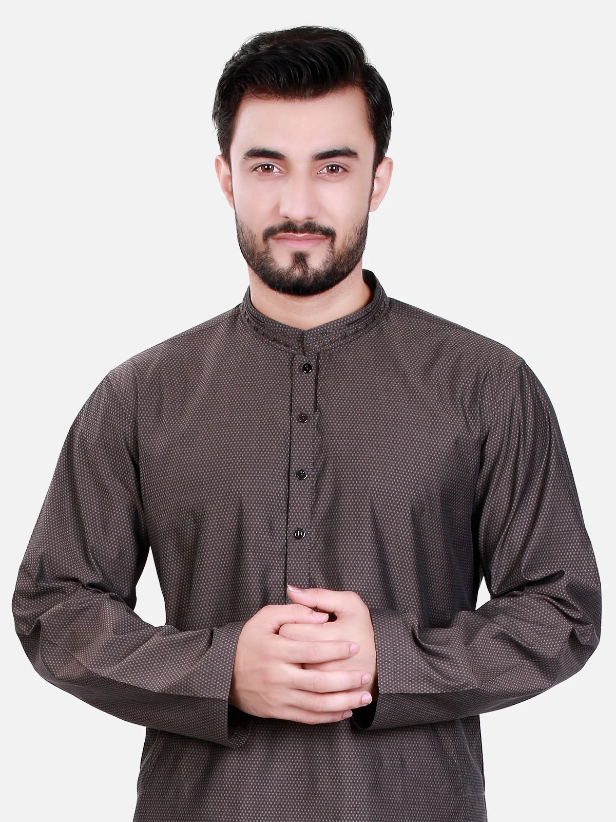 Men's Dark Brown Kurta - MTK-C17S-9324 - Image 2