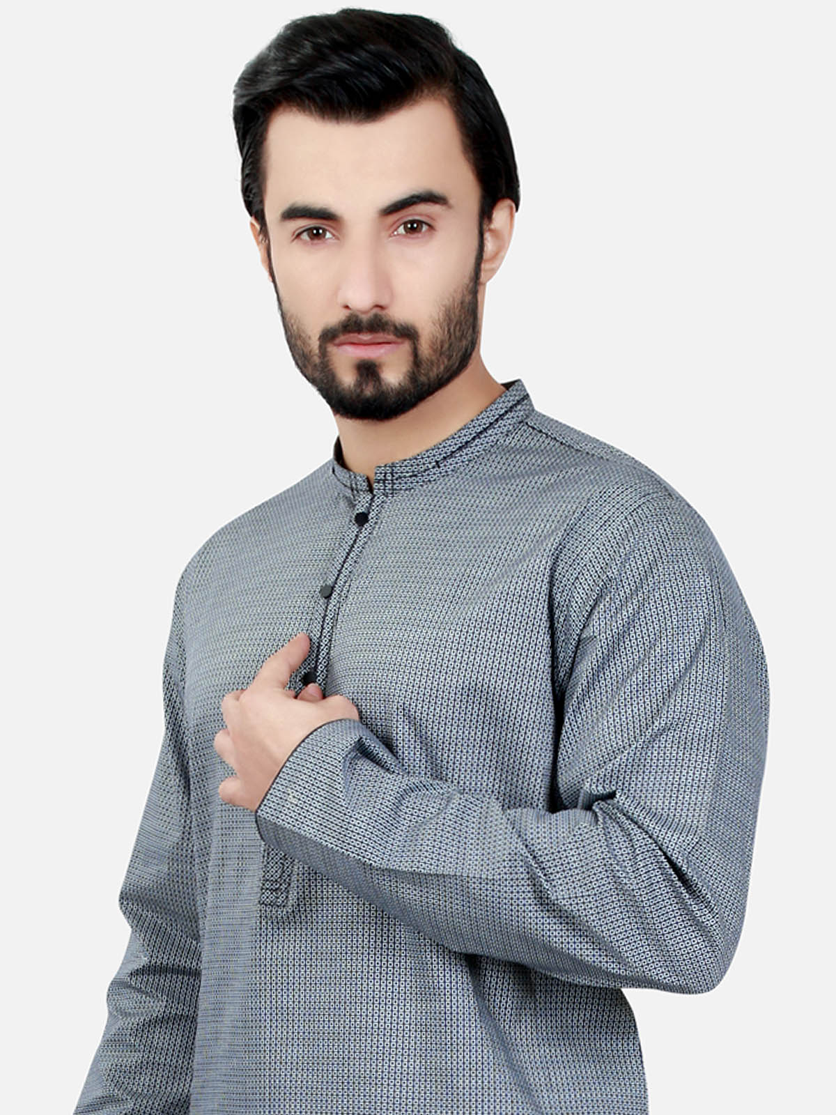Men's Navy Blue Kurta - MTK-C17S-9417 - Image 2