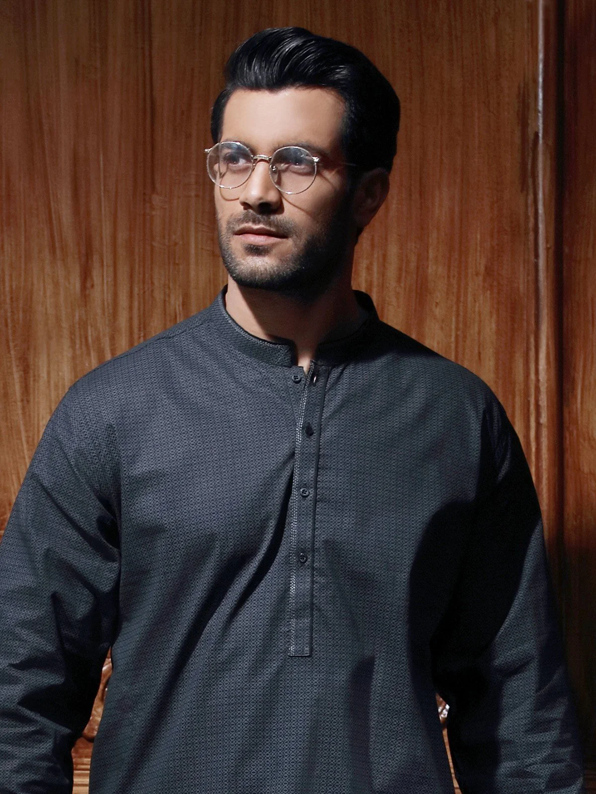 Men's Black Kurta - MTK-C17S-9418 - Image 2
