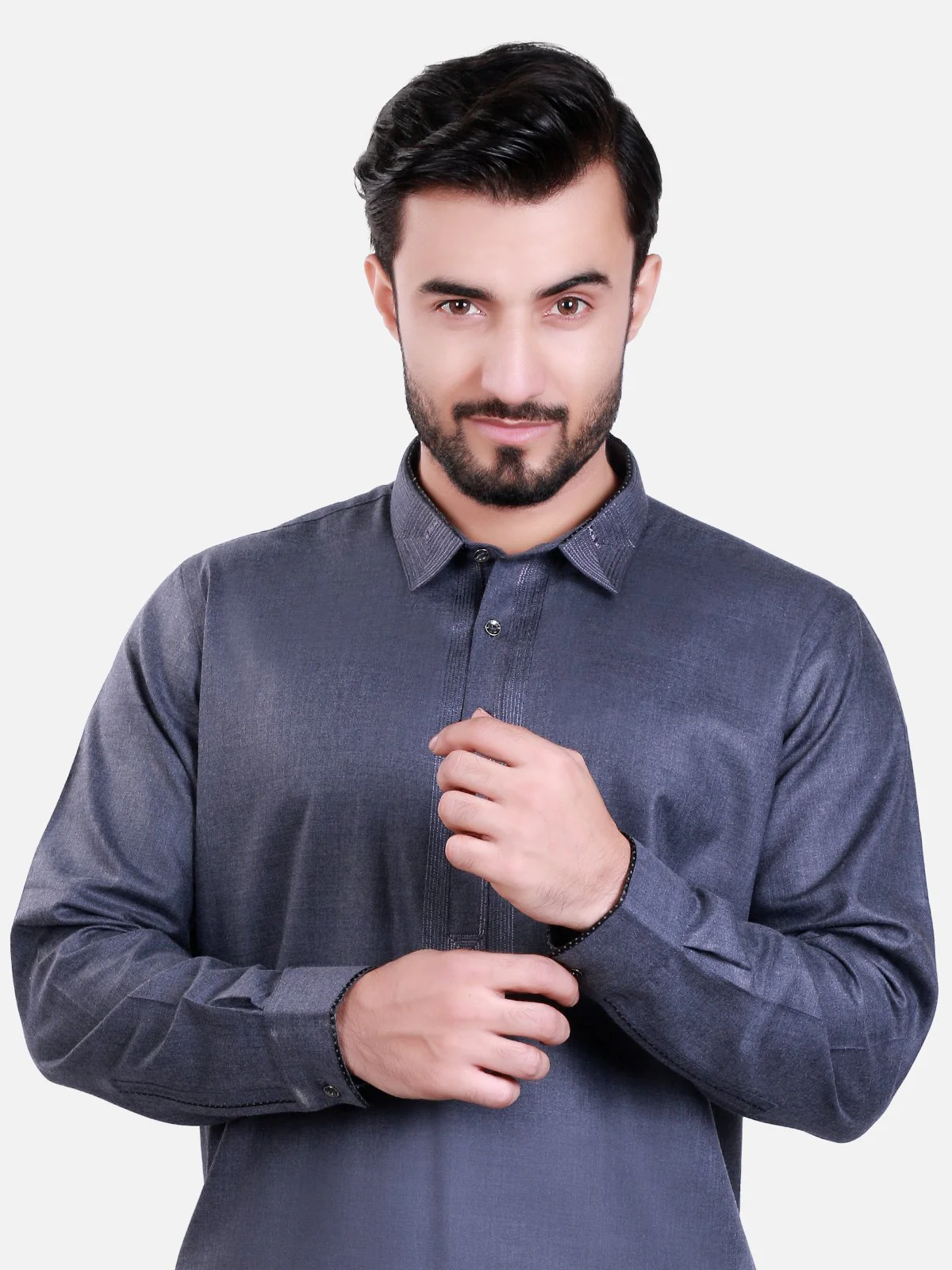 Men's Grey Shalwar Kameez - MTKS-C17W-40455 - Image 2