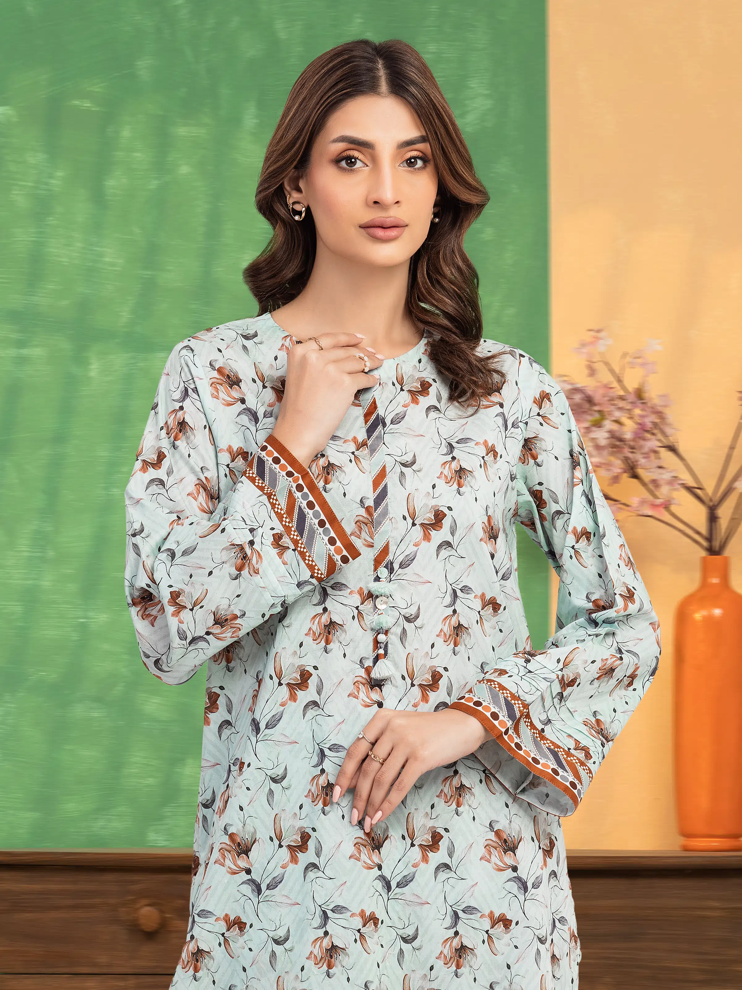 Unstitched Printed Lawn Shirt Trouser - EWU5A1-35701ST - Image 2
