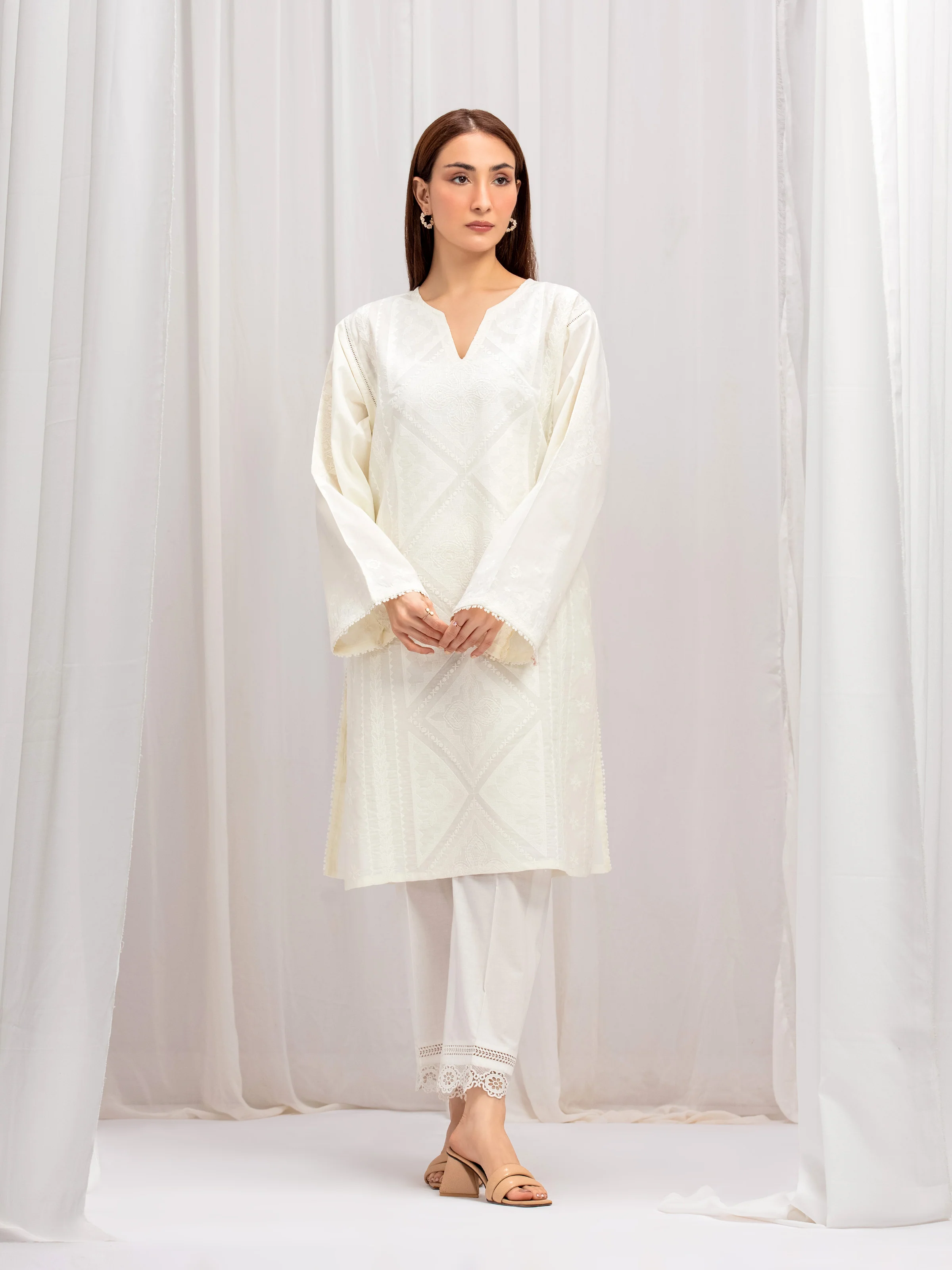 Pret Embroidered Cambric Shirt - EWTKE5-81099S - Image 2