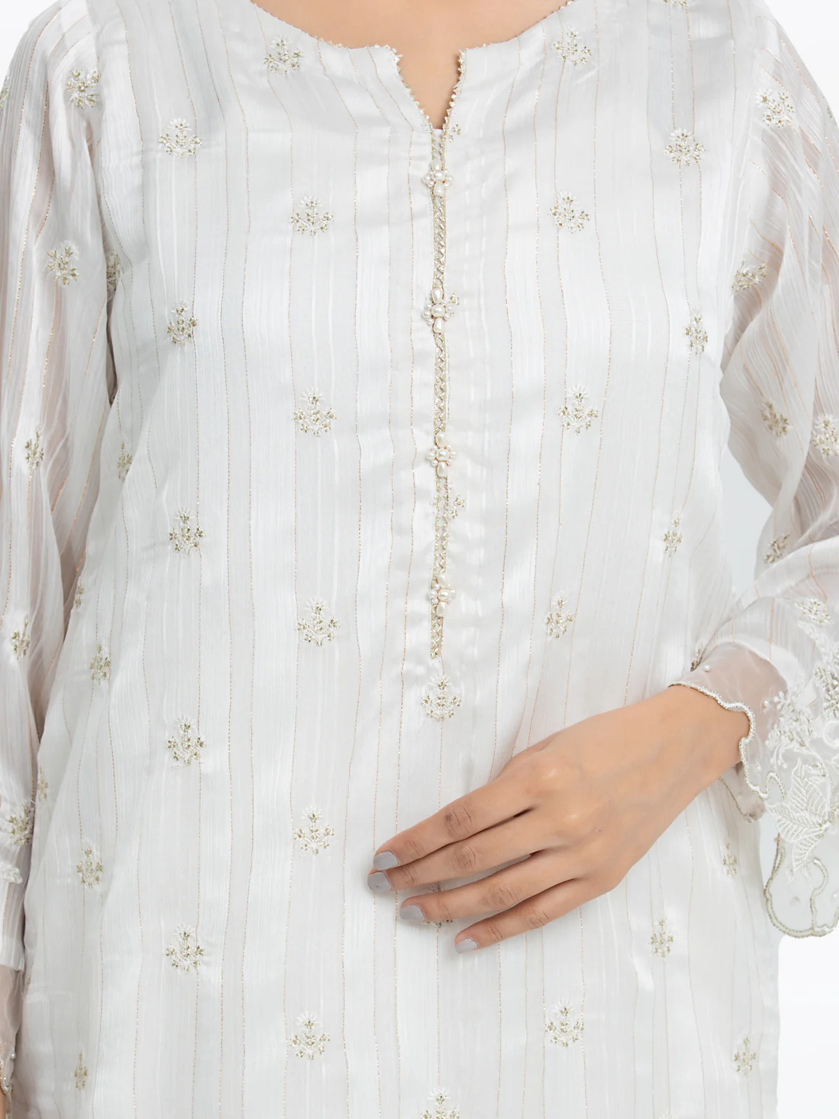Pret Embroidered Chiffon Shirt - EWTPLE24-00012S - Image 4