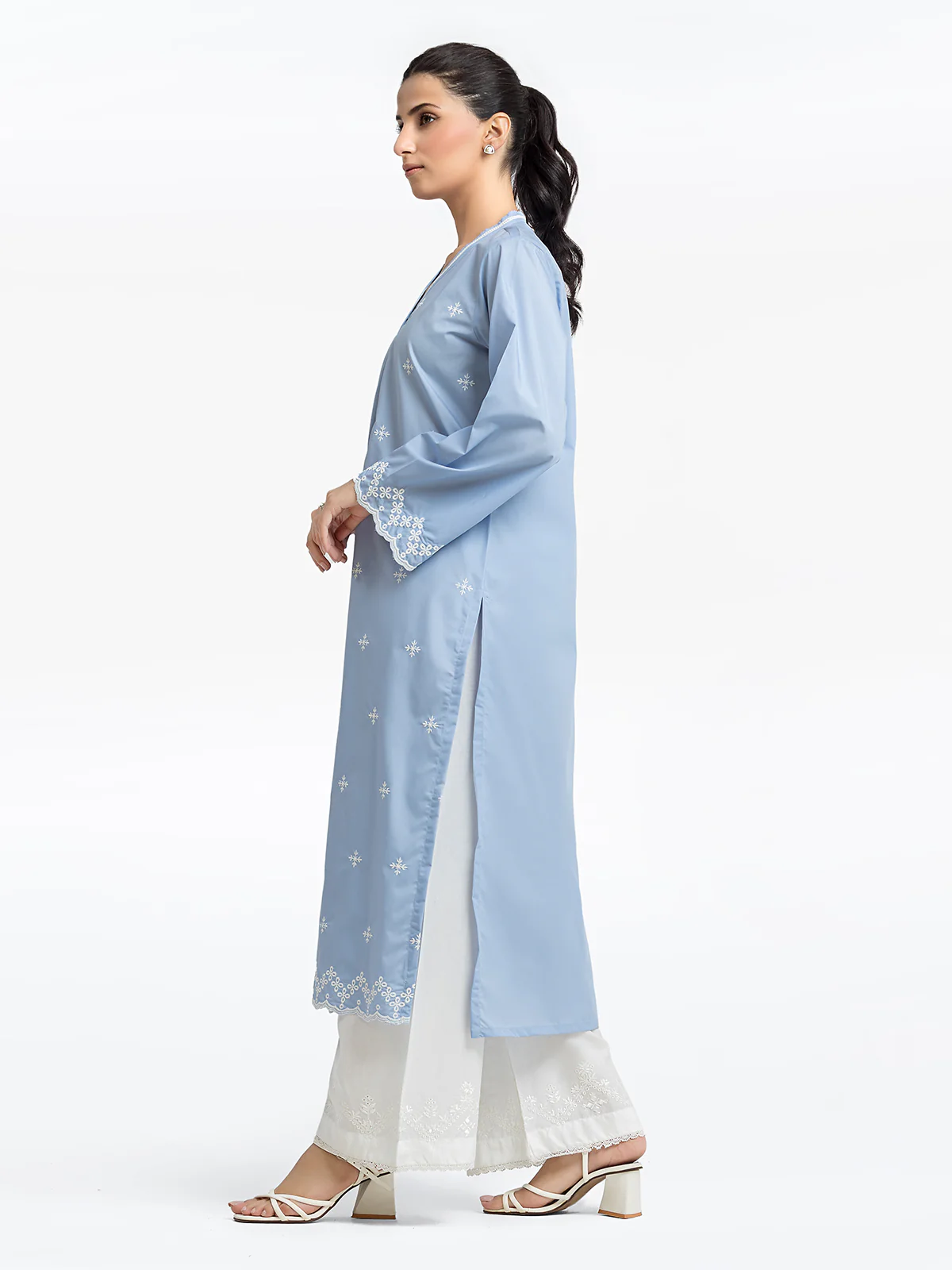 Pret Embroidered Cotton Satin Shirt - EWTKE24-69650S - Image 2