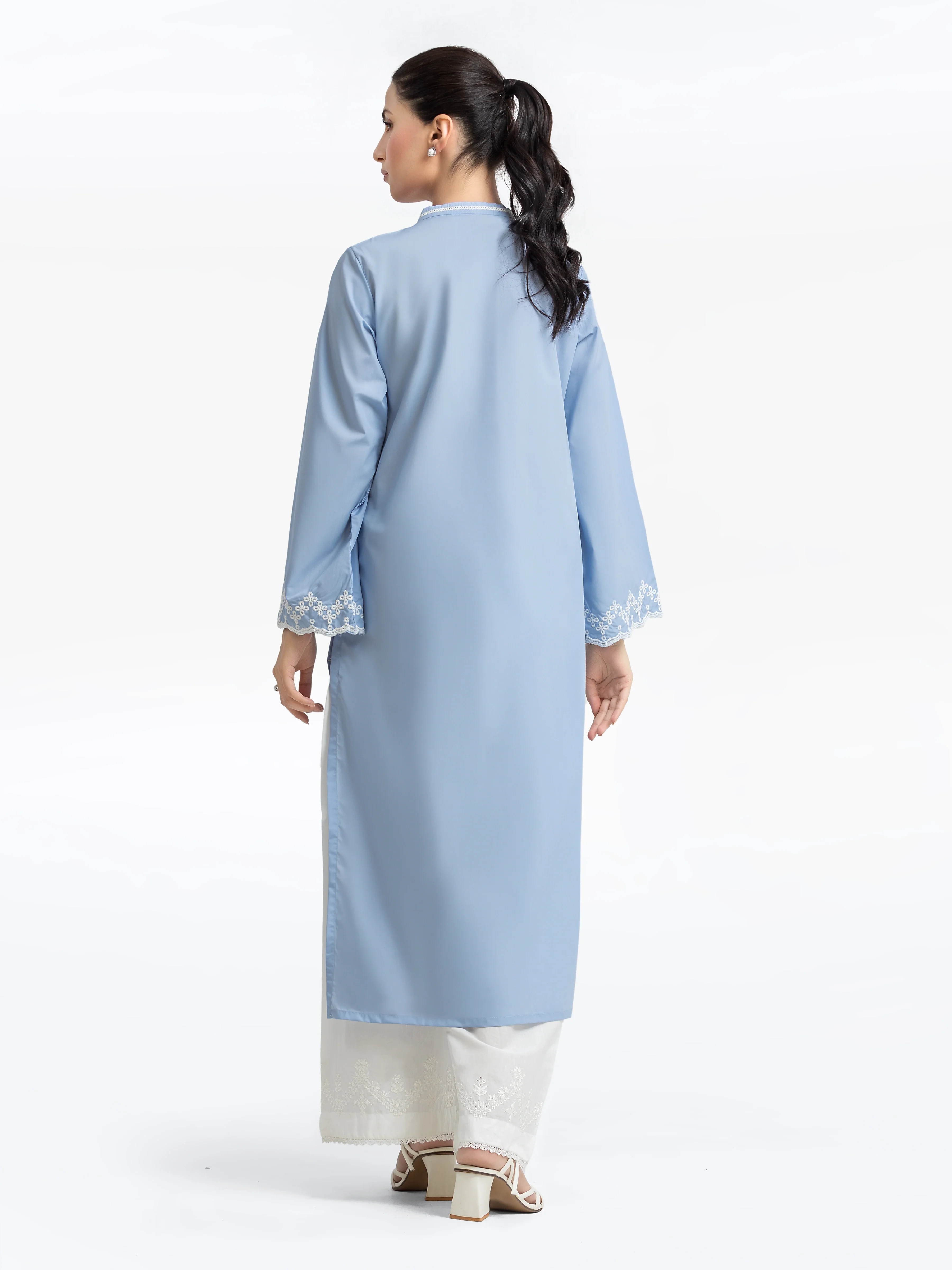 Pret Embroidered Cotton Satin Shirt - EWTKE24-69650S - Image 4