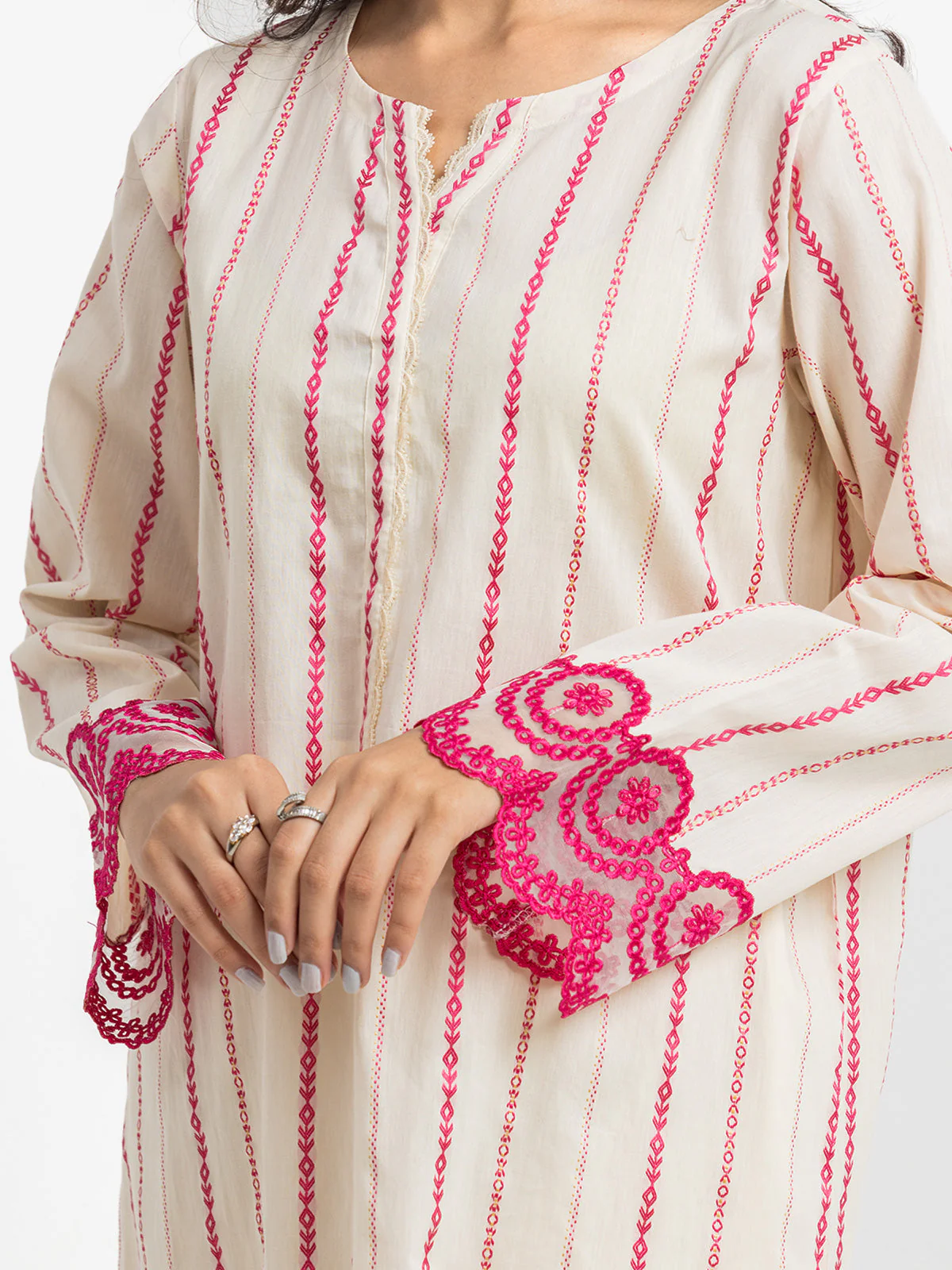 Pret Embroidered Jacquard Shirt - EWTKE24-69643S - Image 3