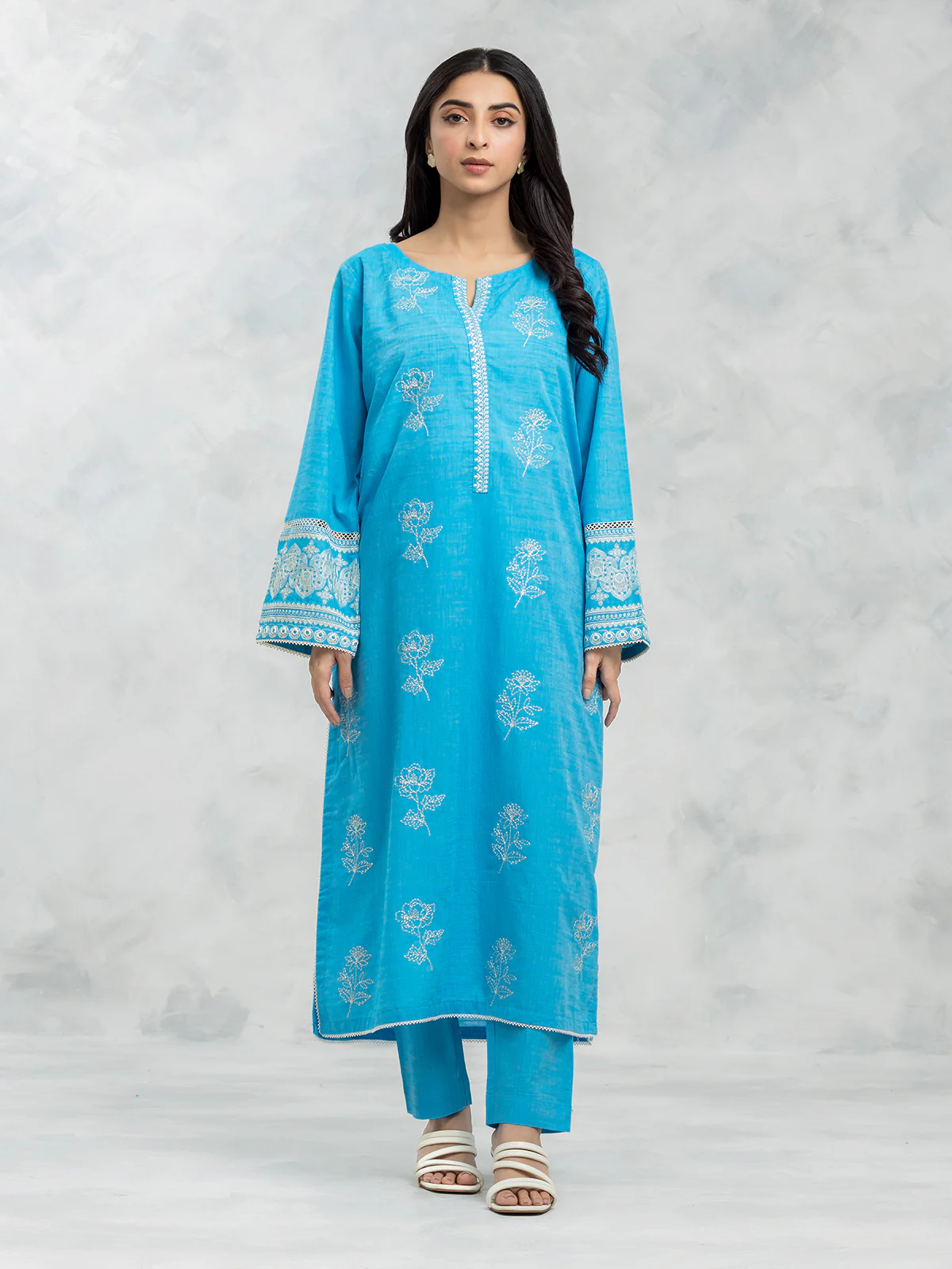 Pret Embroidered Chambray Shirt Trouser - EWTKE24-80353ST - Image 2