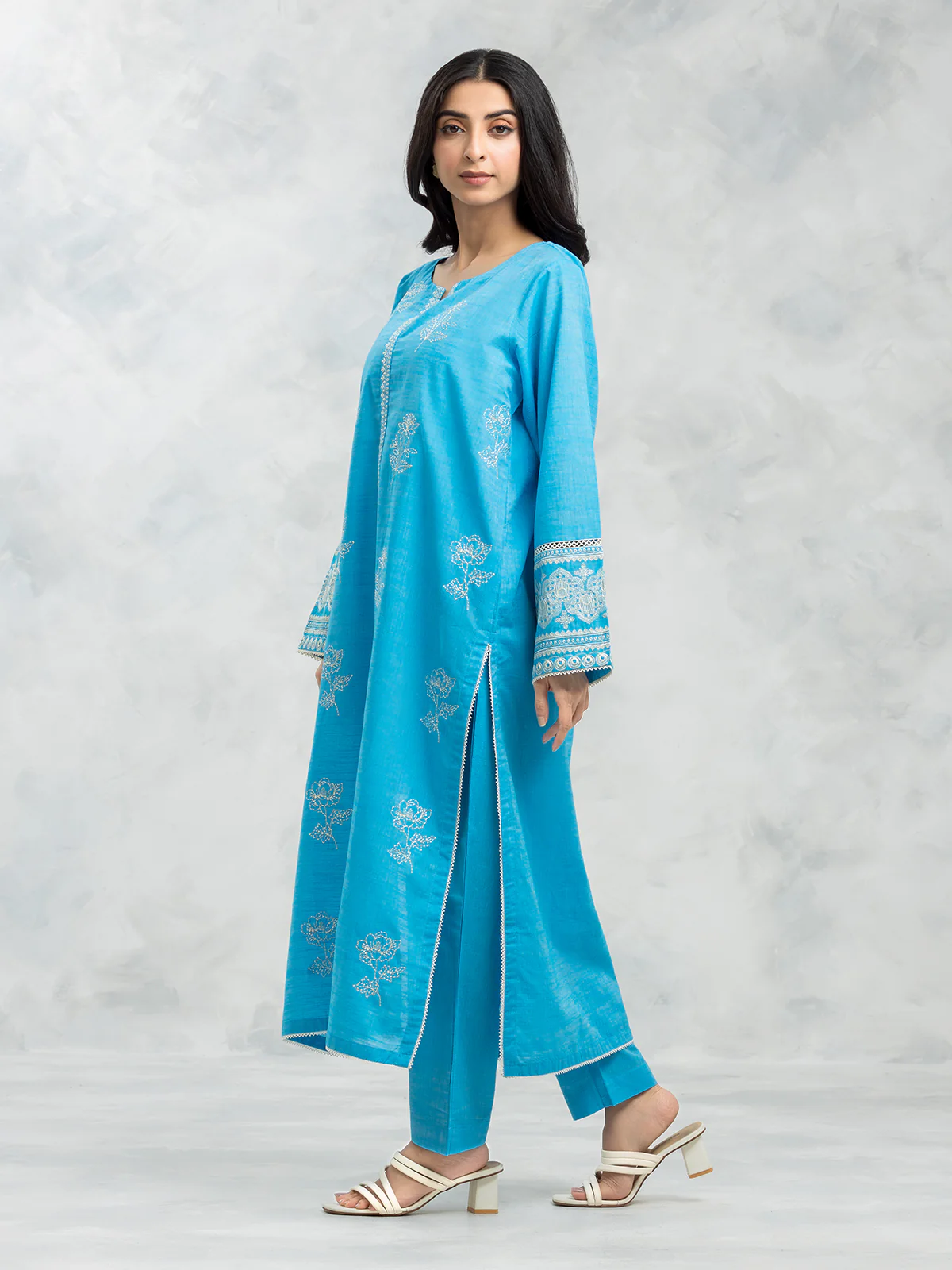 Pret Embroidered Chambray Shirt Trouser - EWTKE24-80353ST - Image 3