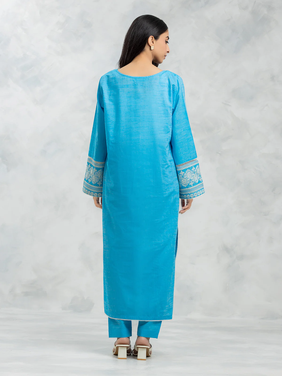 Pret Embroidered Chambray Shirt Trouser - EWTKE24-80353ST - Image 4